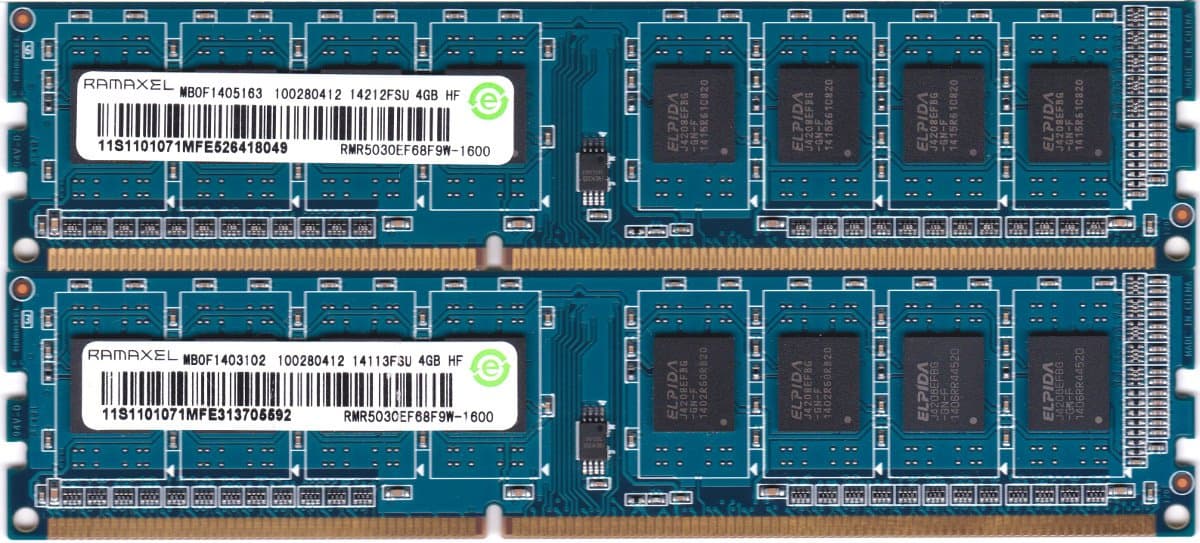 RMR5030ME68F9F-1600 PC3-12800U Desktop Memory 2x4GB (8GB Total)