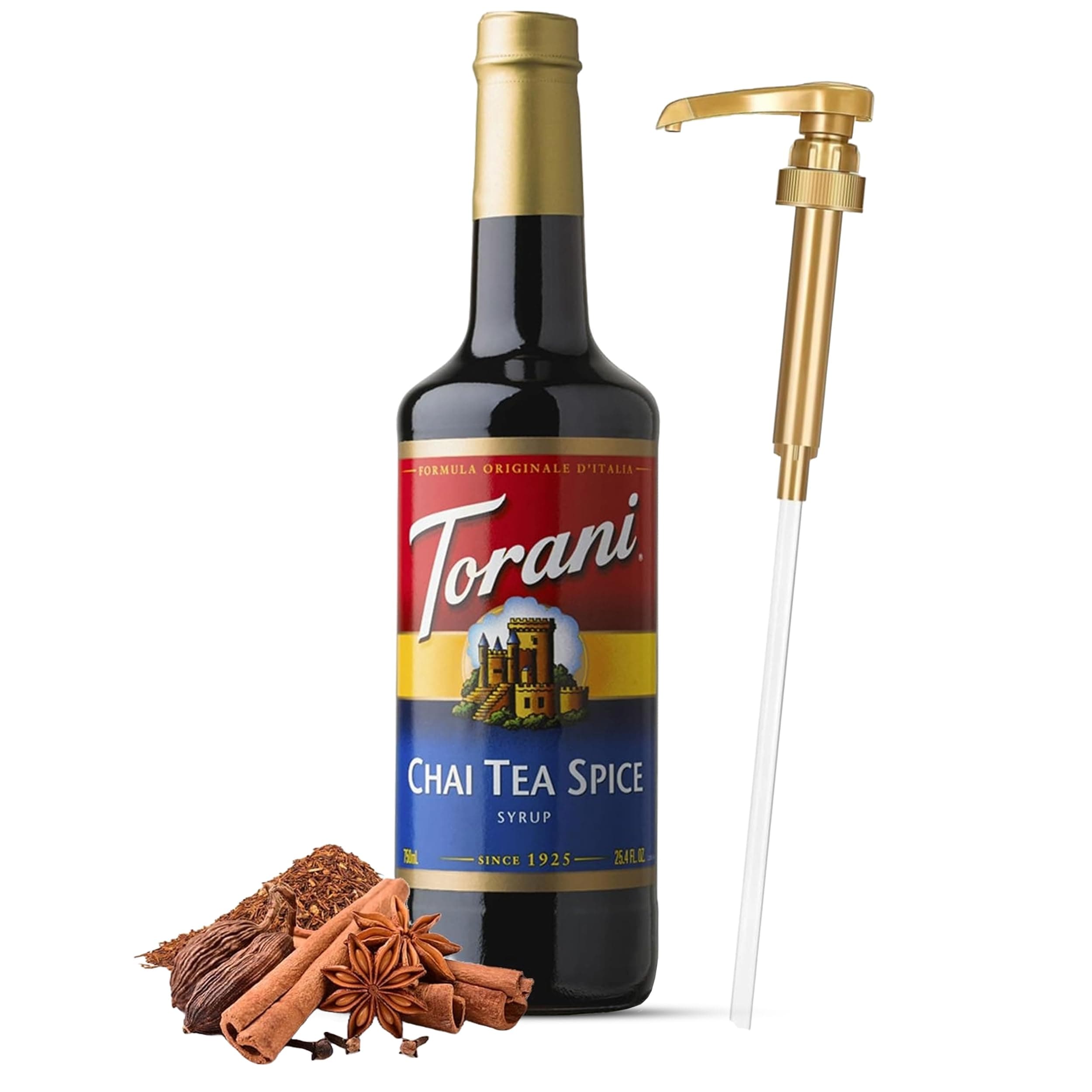Chai Tea Syrup for Coffee, 720 ml, Coffee Syrup and Flavors with Jimoco Pump Syrup Dispenser