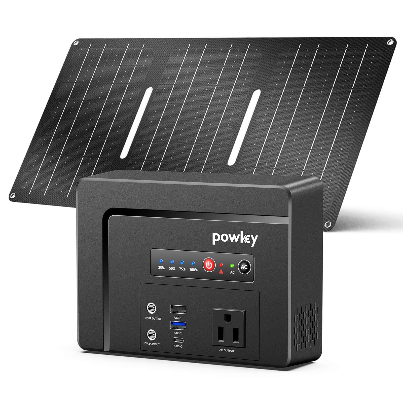 Powkey Portable Power Station with Solar Panel, 100W/97.68 Solar Generator with Panel Included