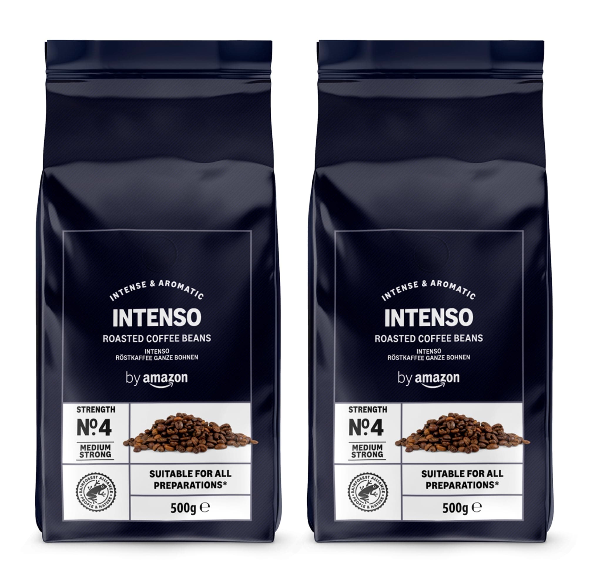 by Amazon Intenso Coffee Beans, light roast, 1kg (2 packs of 500 gms) - Rainforest Alliance Certified