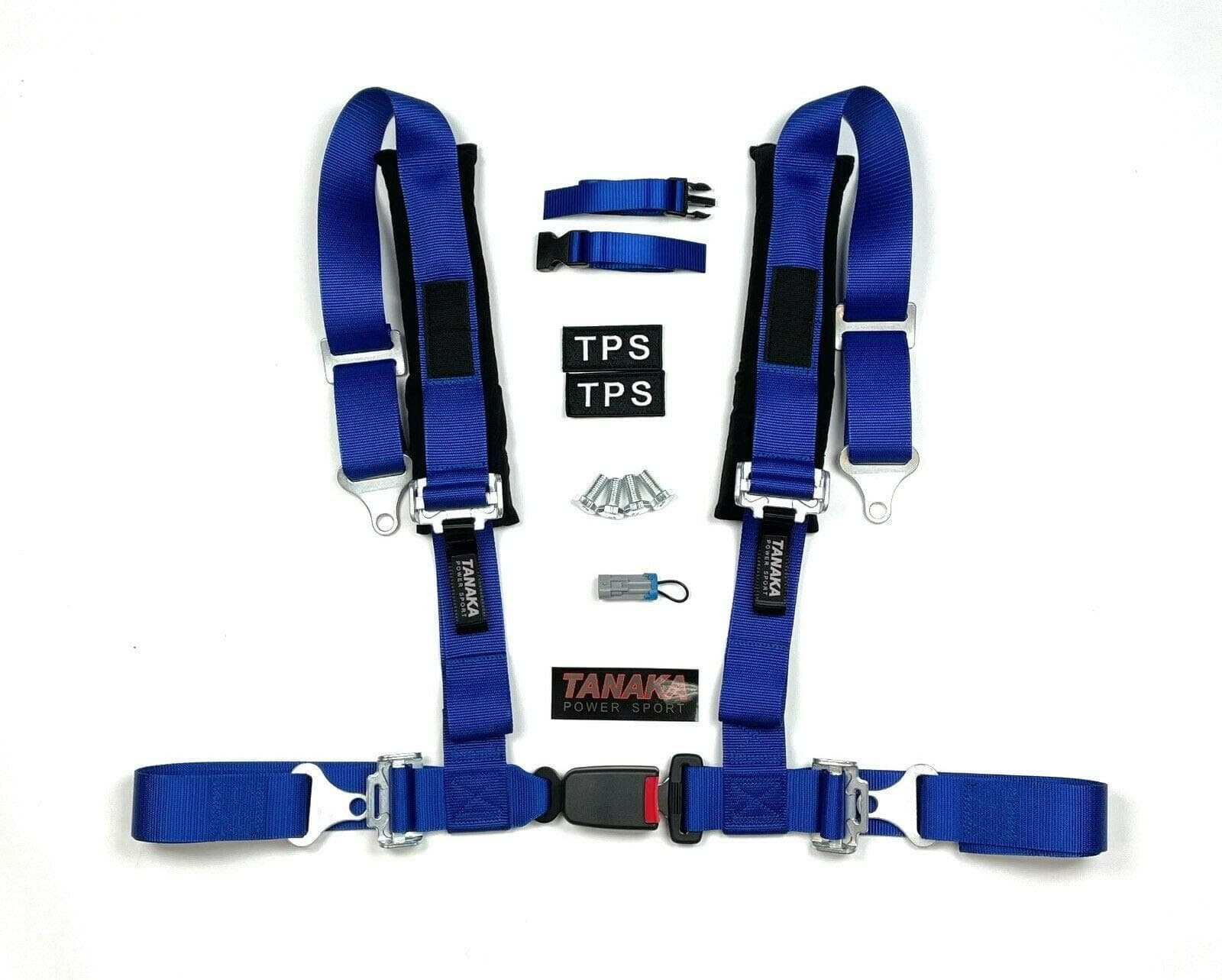 TPS TANAKA POWER SPORT High Performance 4 Point Harness with Bypass Plug for Sand Sport Vehicle, Utility Vehicle, Truck, Go Kart, Off-Road Vehicle (BLUE)