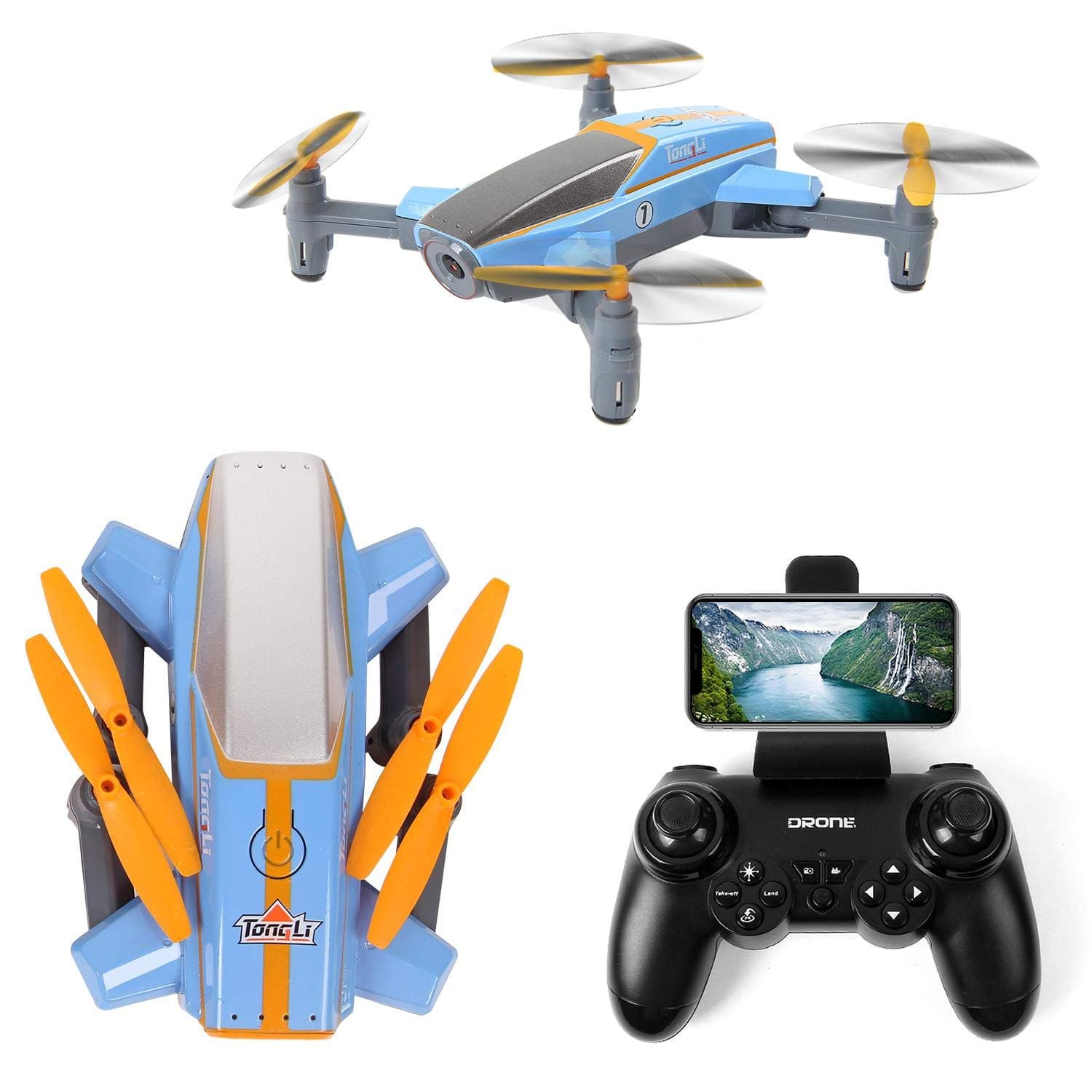 X11 Outdoor Folding FPV Quadcopter RC Drone with 1080P HD Camera for Adults and Teens Flow Positioning, Speed Control, Altitude Hold, Headless Mode, LED Light (Blue)