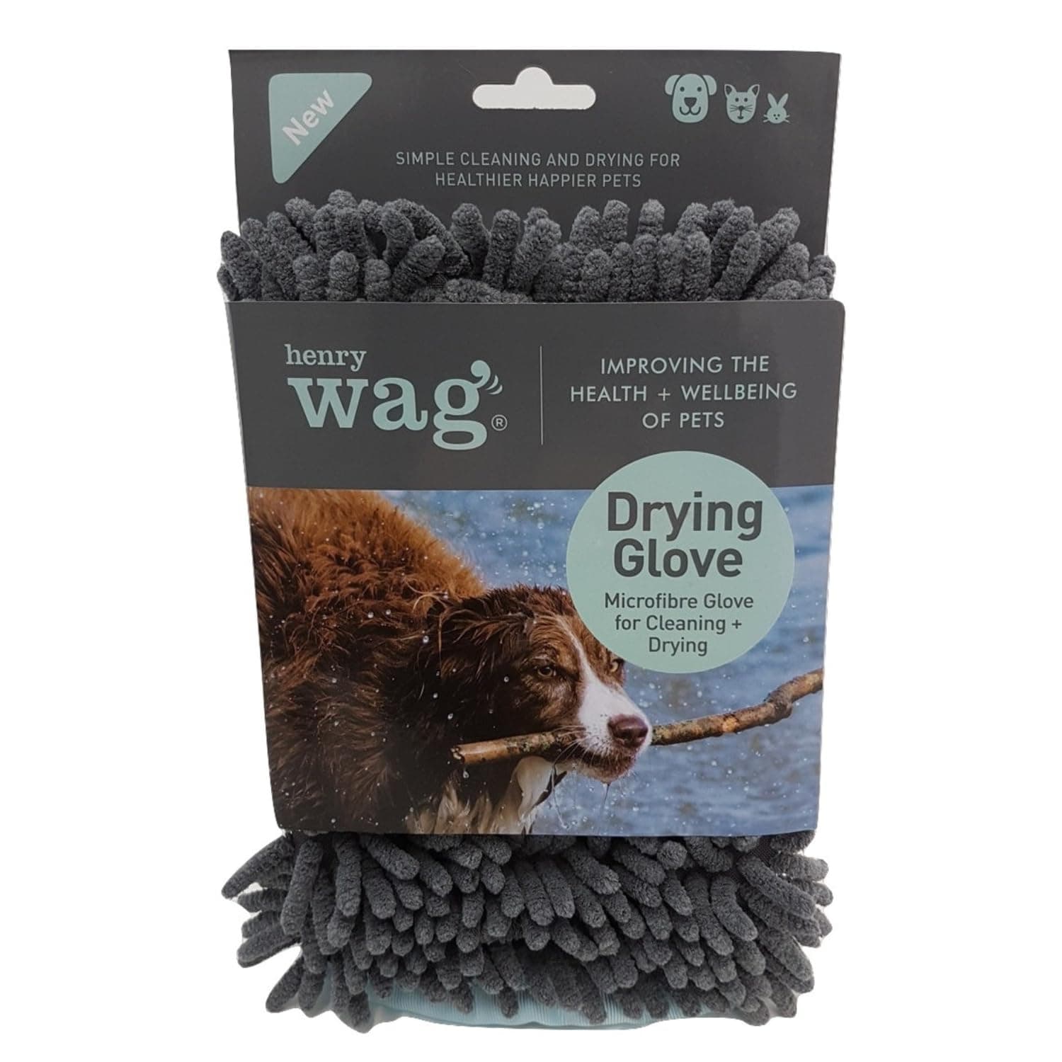 Henry Wag Pet Drying Glove - Soft & Highly Absorbent Microfibre, Muddy Pet Ac...