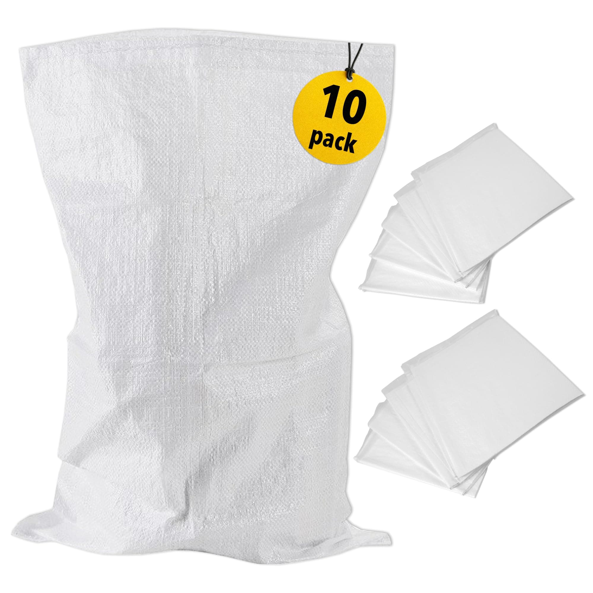 Woven Rubble Builder Sacks, Heavy Duty Builders Bags | White, Polypropylene, 20’’ x 30’’/50cm x 75cm | Garden Waste Bags, Large Industrial Sack, Sand Bags (10-Pack)