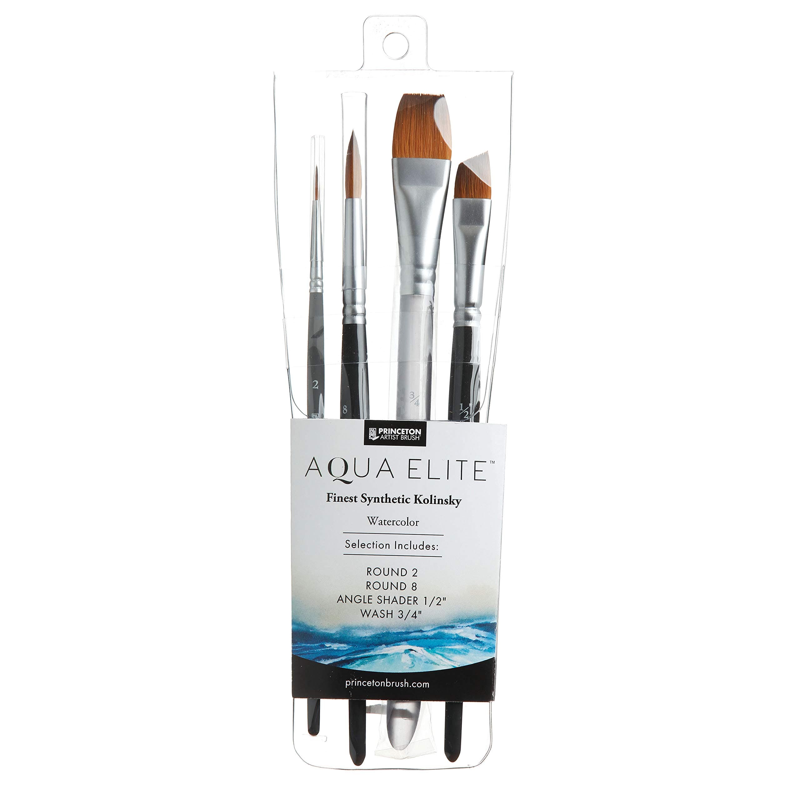 Princeton Aqua Elite Short Handle Professional Paintbrush Set | Precise Brush for Fine Detail | Maximum Colour Holding Capacity | Even & Consistent Flow | Set of 4 Brushes