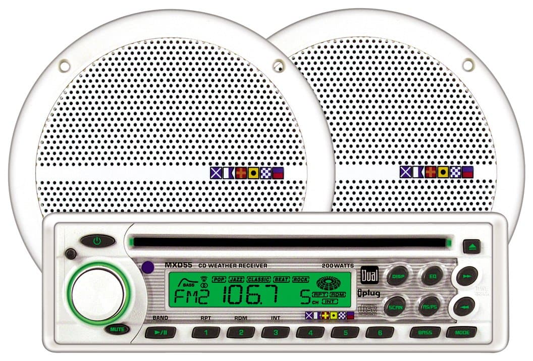Dual MXCP55 200 Watt Marine CD MP3 iPod Receiver w/6.5" Boat Speakers