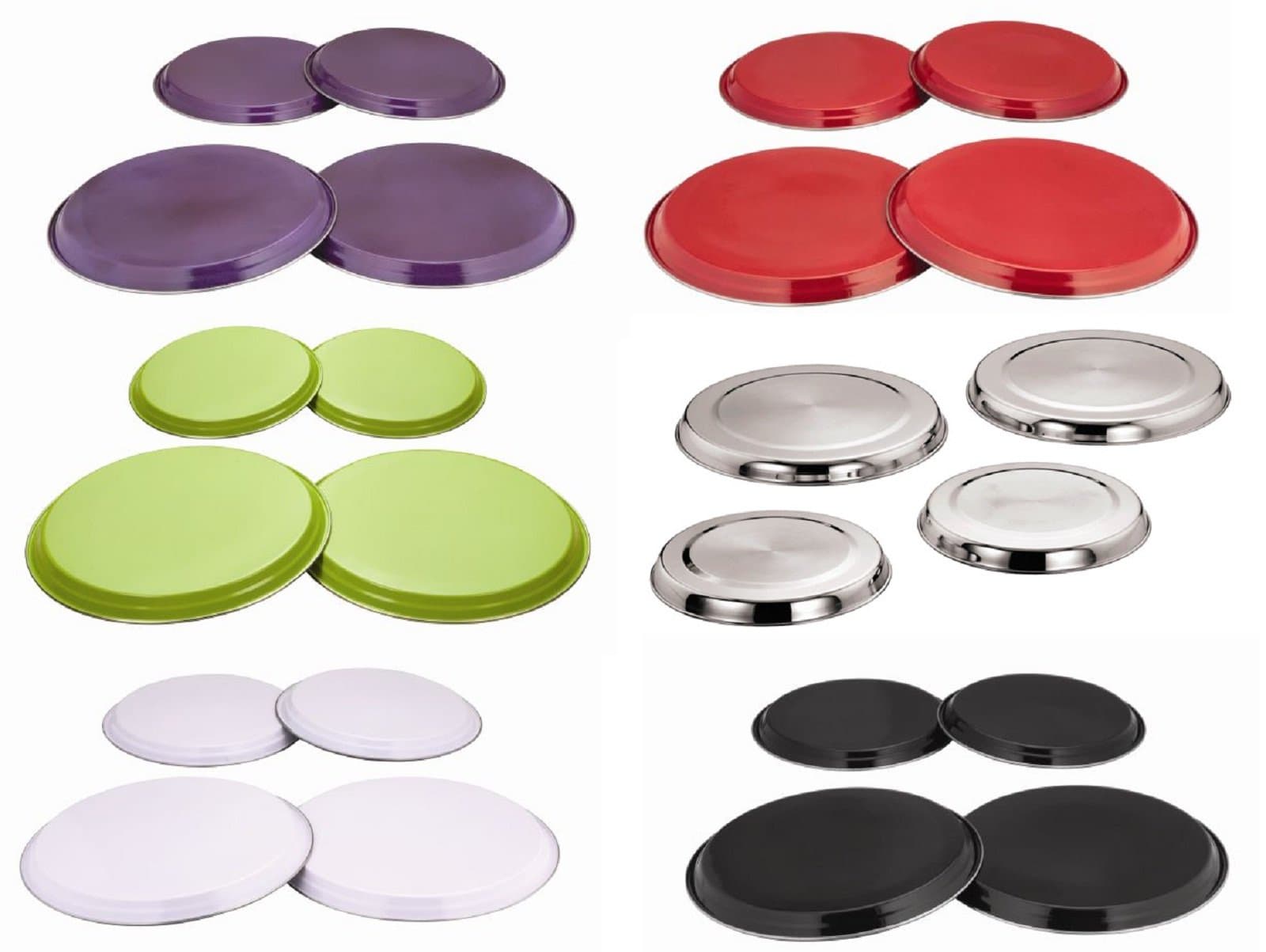 4pc Stainless Steel Coloured Electric Hob Covers Metal Ring Lid Protector Set (Aubergine Purple)