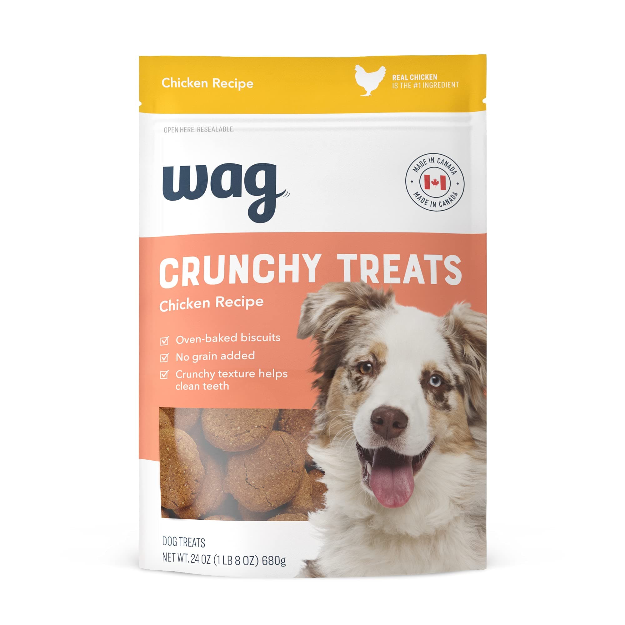 Amazon Brand - Wag Baked Biscuits Crunchy Dog Treats, Chicken, 1.5 lb
