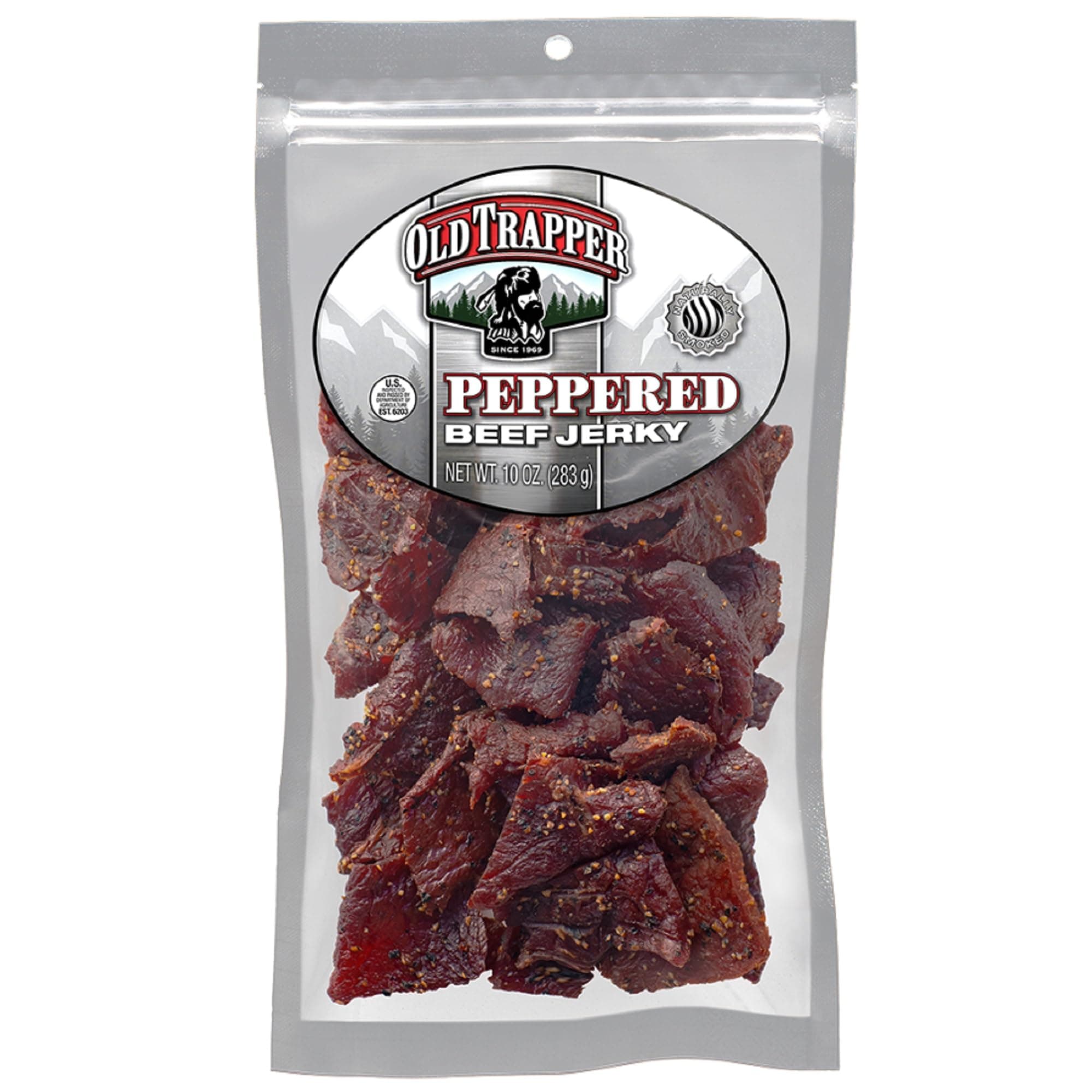 Old Trapper Naturally Smoked Beef Jerky 10oz, Peppered by Old Trapper