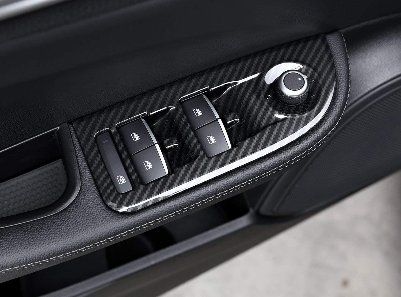 for Alfa Romeo Giulia 2017 2018, Carbon Fiber Style ABS Car Window Lift Switch Button Frame Cover Trim