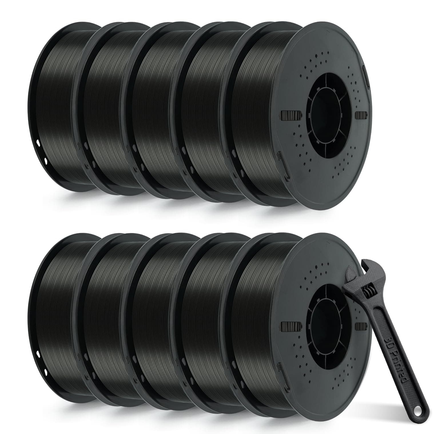 Kingroon PETG 3D Printer Filament, 10 Rolls, Dimensional Accuracy +/- 0.03 mm, 10kg Spool(22lbs), 1.75 mm, Black