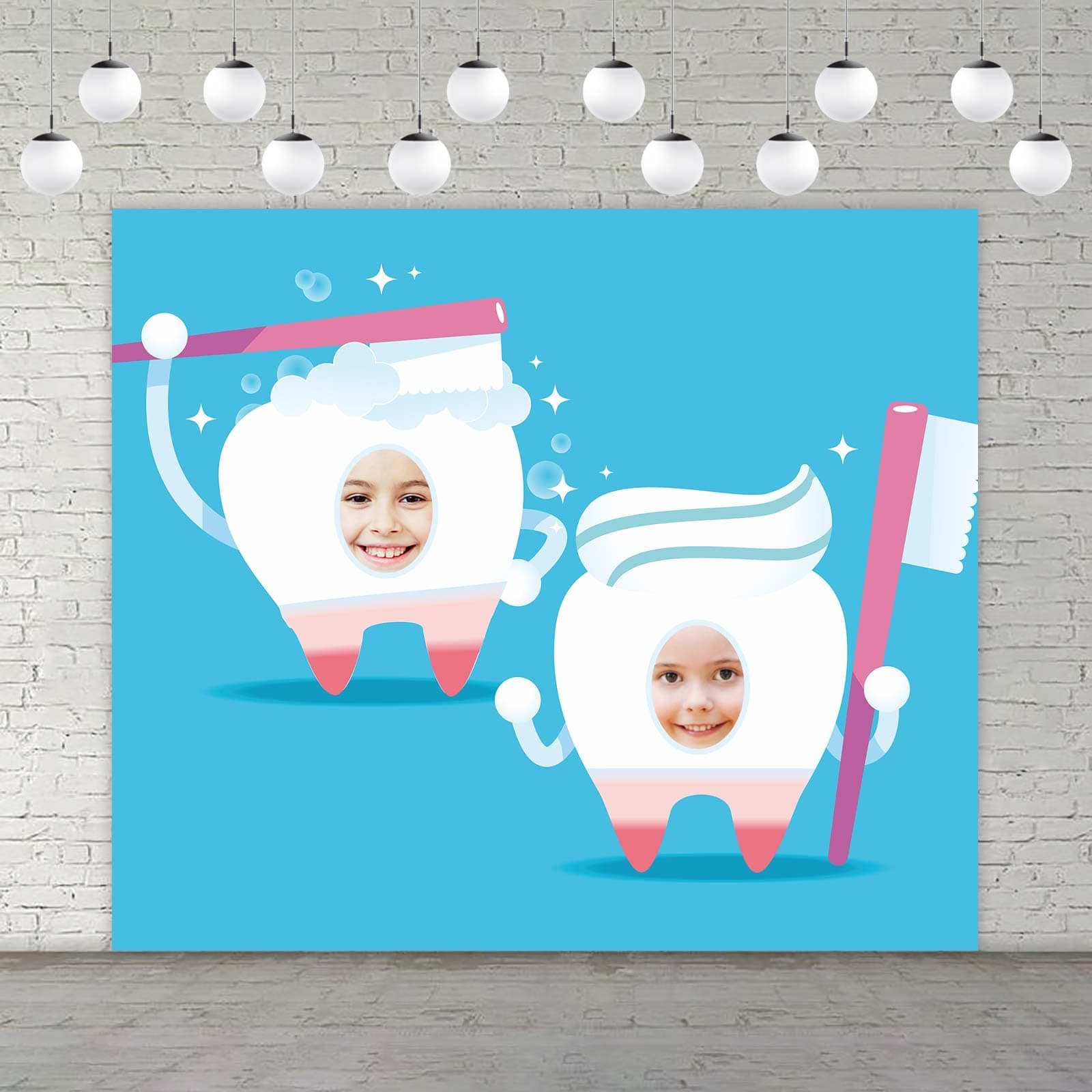 Tooth Banner Fun Play Party Backdrop Large Teeth Face Dentist Theme Decor Decorations for Tooth Celebration Party Dental Graduation Birthday Decorations