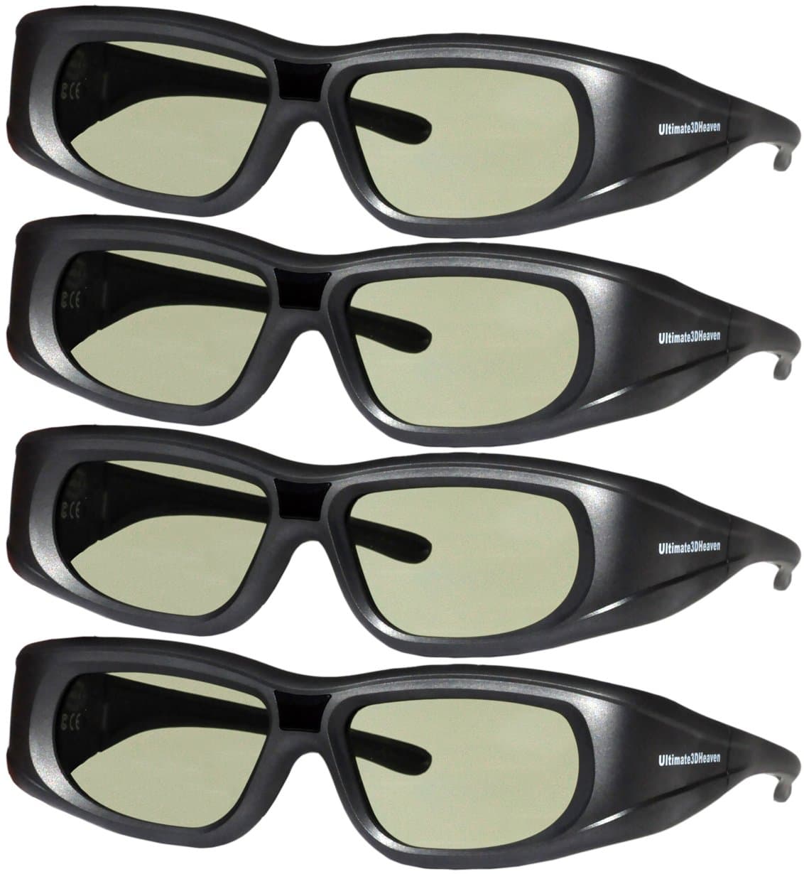 4 Pack 3DHeaven Rechargeable 3D Glasses Compatible with EPSON ELPGS03 3-D Glasses