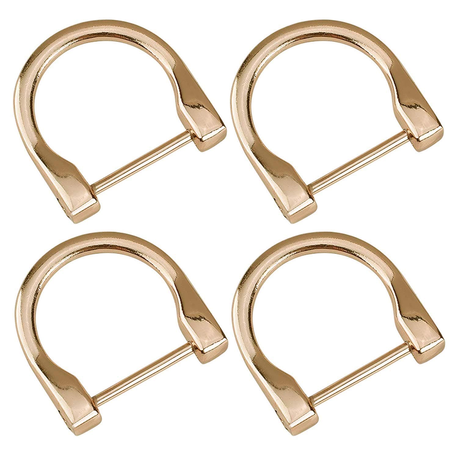 4Pcs 1.1inch D-Rings Screw in Shackle Horseshoe U Shape D Ring DIY Leather Craft Purse Keychain Accessories(Gold)
