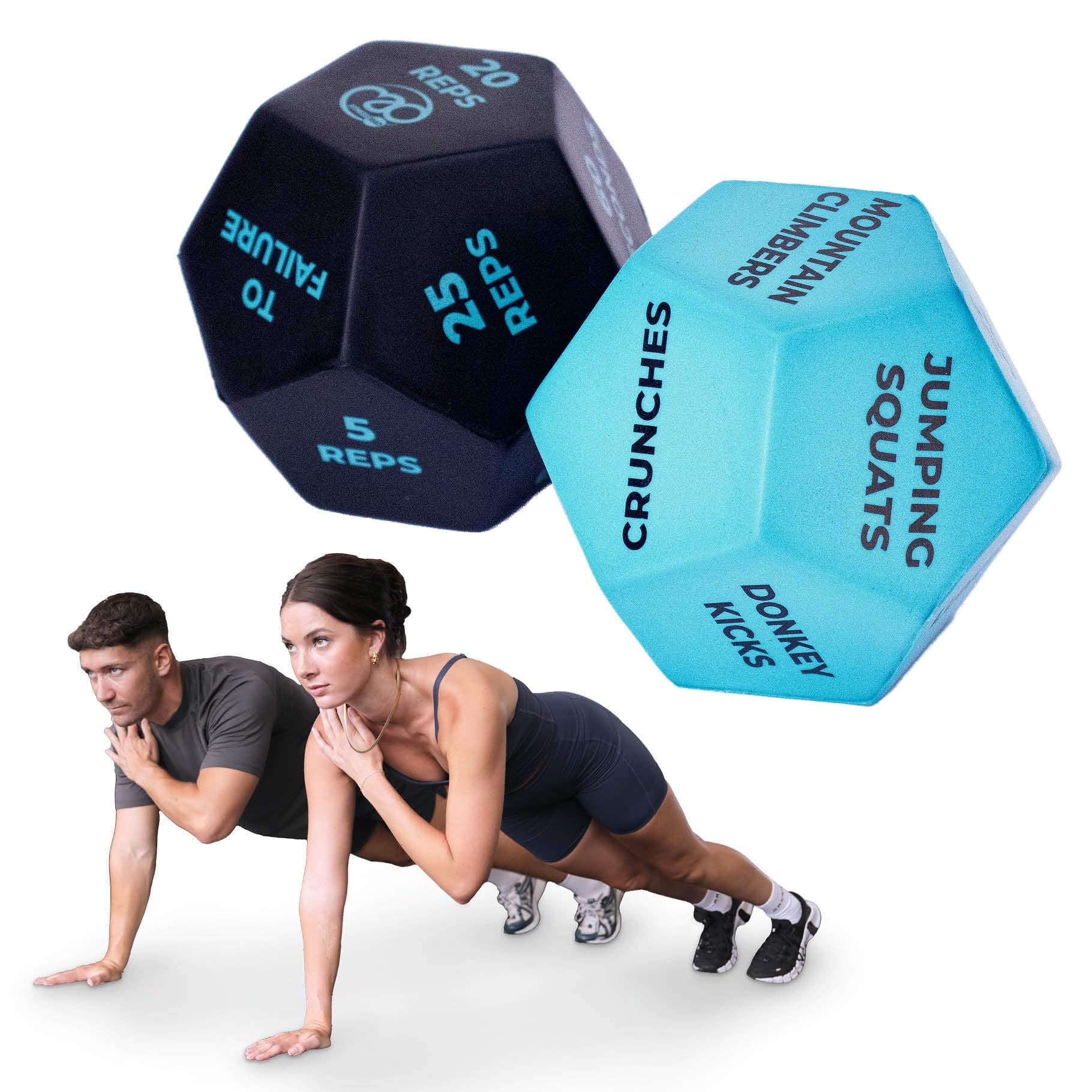 Fitness Mad Exercise Dice, 12 Sided Fitness Tool for Full Body Training, Cardio & HIIT, Ideal Fitness Accessory for Exercise Classes & Home Gym, Foam Workout Aid for Beginners to Experts