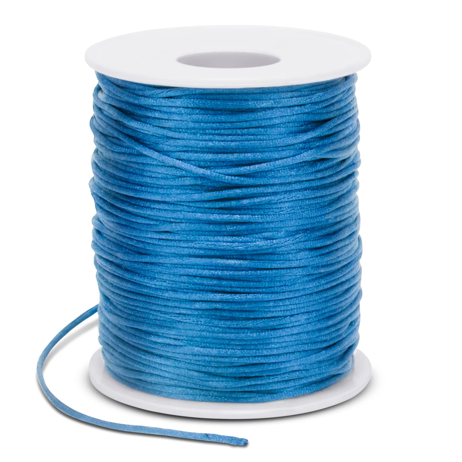 Satin Cord 1.5mm x 100m Nylon Cord Bracelet Thread, Rattail Silk Beading Thread Jewellery String for Making Bracelet, Necklace, Chinese Knot, DIY Crafts (Lake Blue)
