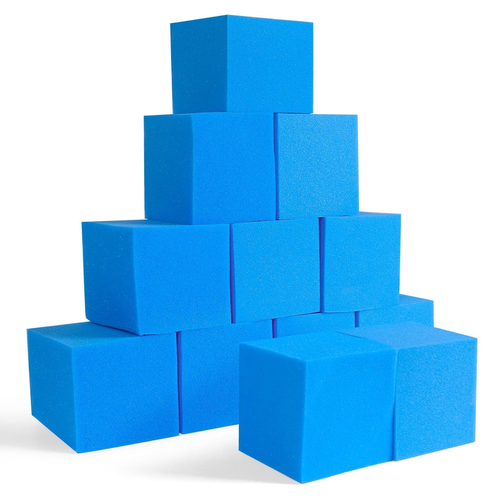 Foam Pit Blocks - 12 PCS 5" Foam Gym Cubes, Versatile Protective Padding for Trampolines, Gymnastics, Parkour & Action Sports - Dark Blue