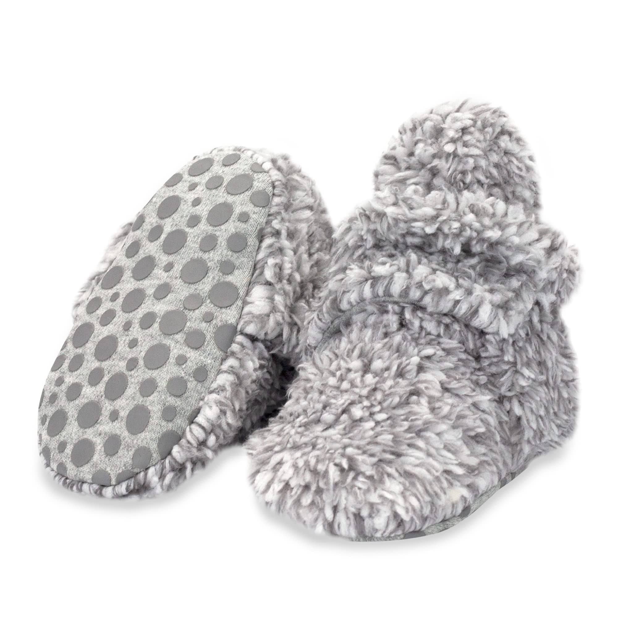 ZutanoUnisex Furry Baby Booties with Grippers, Organic Cotton Lining, Baby Registry Must Haves