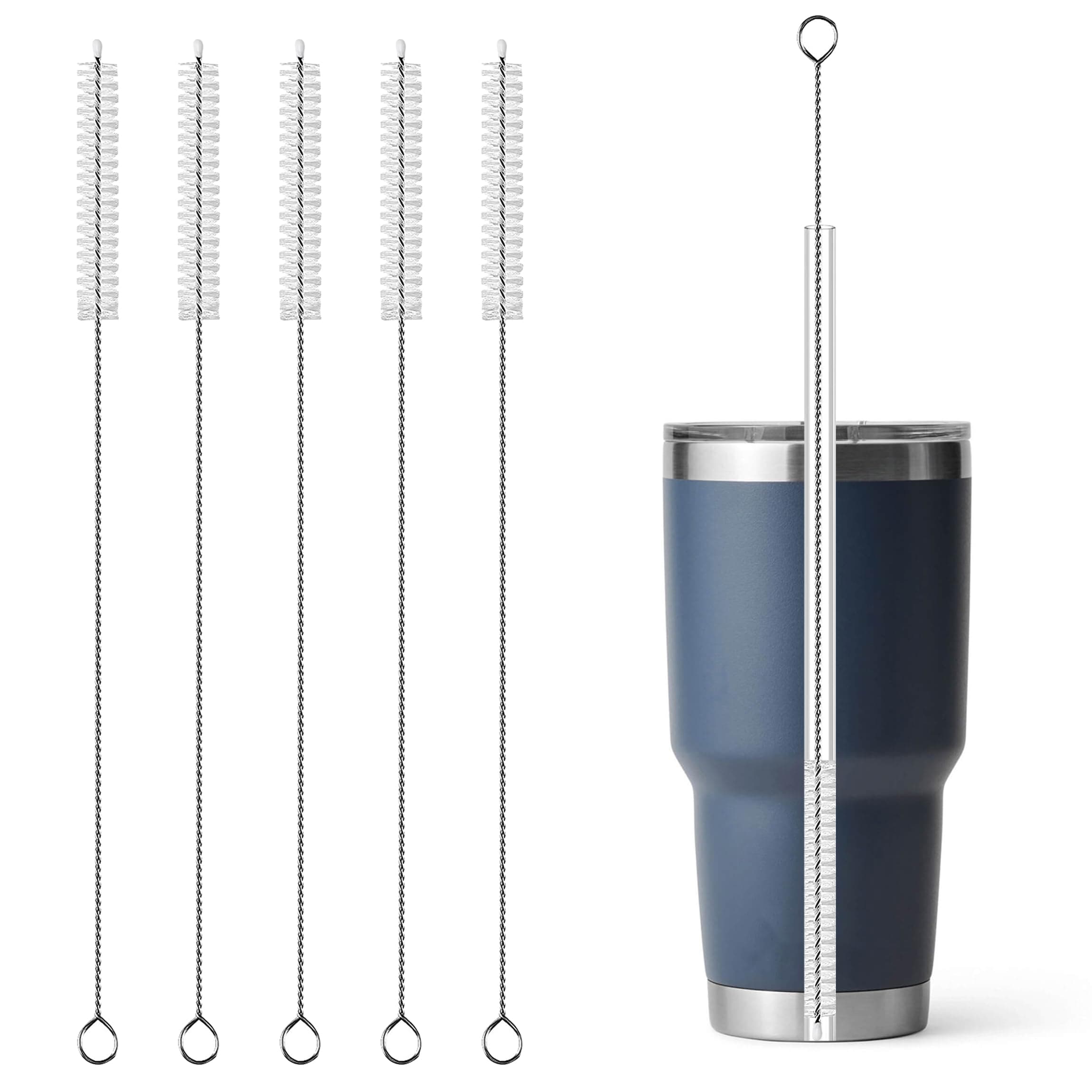 Straw Cleaner Brush Perfectly Fits For YETI, Straw Cleaner Brush For Tumbler Straws,Bendable And Flexible Straw Cleaner Compatible With Yeti,5PCS Straw Cleaner Brush Extra Long