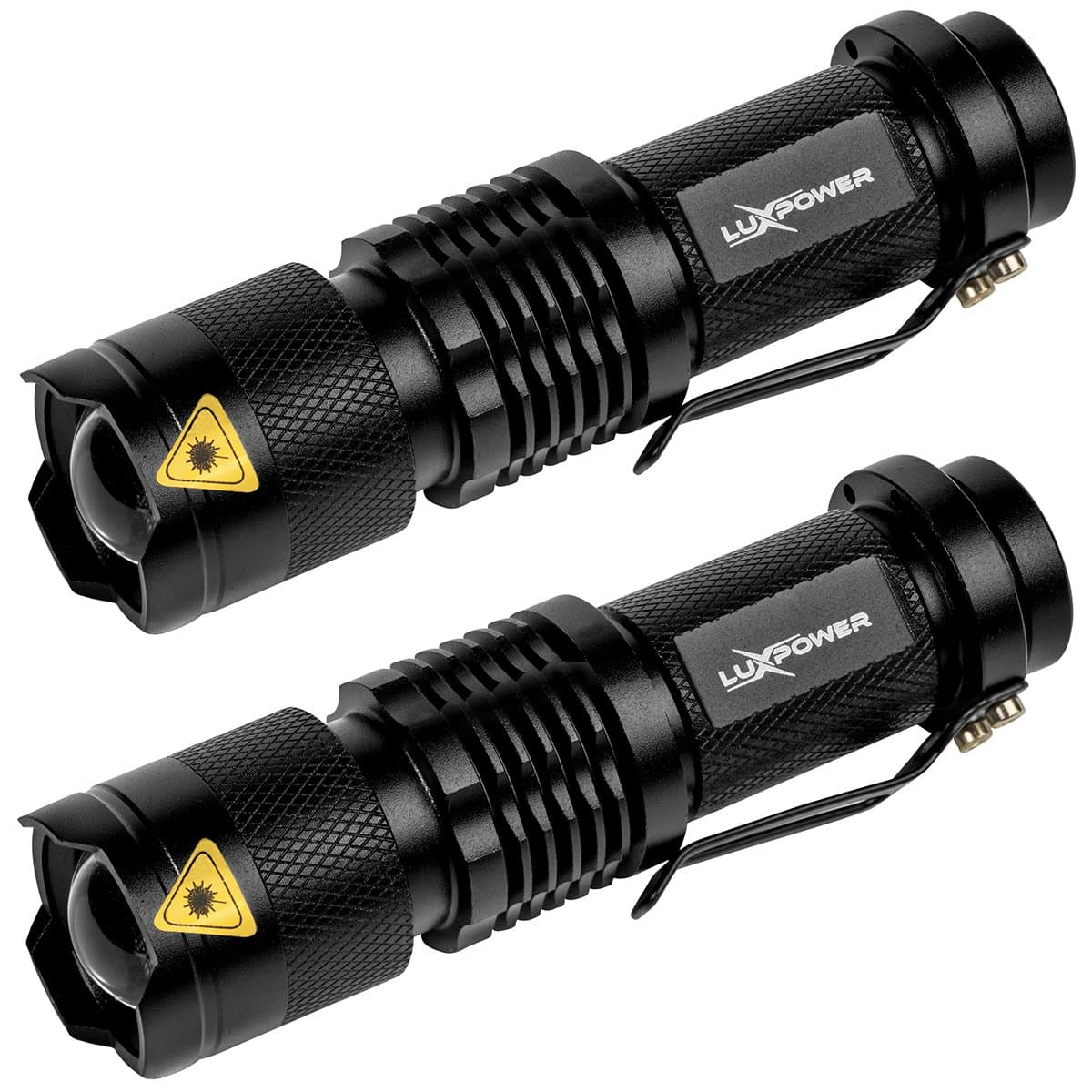 LuxPower Tactical V300 LED Flashlight [2 PACK] - 300 Lumens Best Mini Handheld Light - Portable, Zoomable, Water & Shock Resistant - Ideal for Outdoors, Home, Emergency, or Gift-Giving
