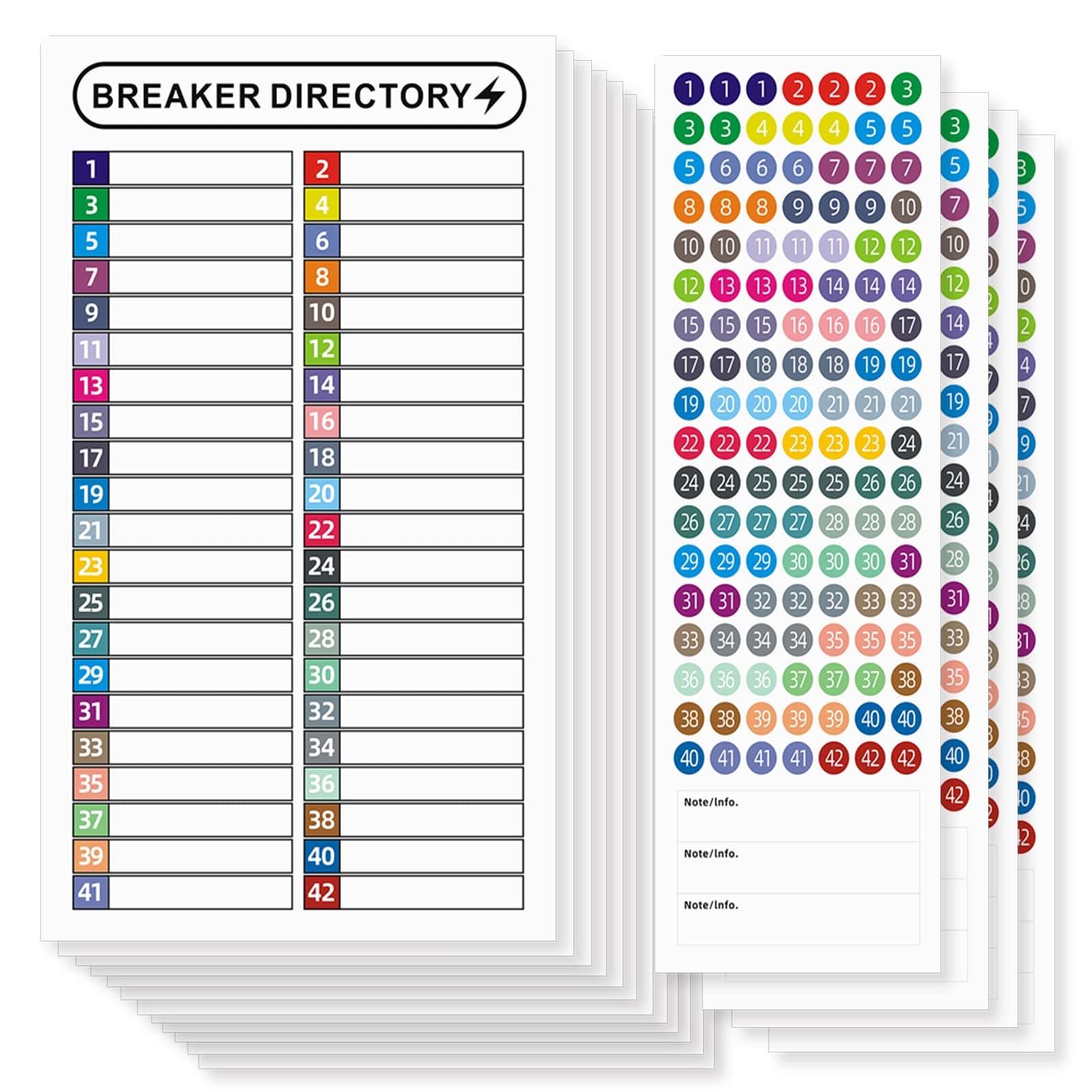 16 Sheets Circuit Breaker Panel Sticker Labels - Waterproof Reusable Sticker Labels (Mixed Colors)