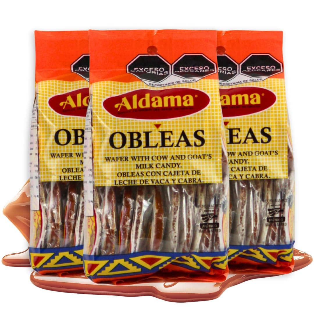 ALDAMA Mini Obleas Milk Candy Wafers – Traditional Mexican Cajeta Wafer Candy, Individually Wrapped (3-Pack, 20 Piece Per Pack)