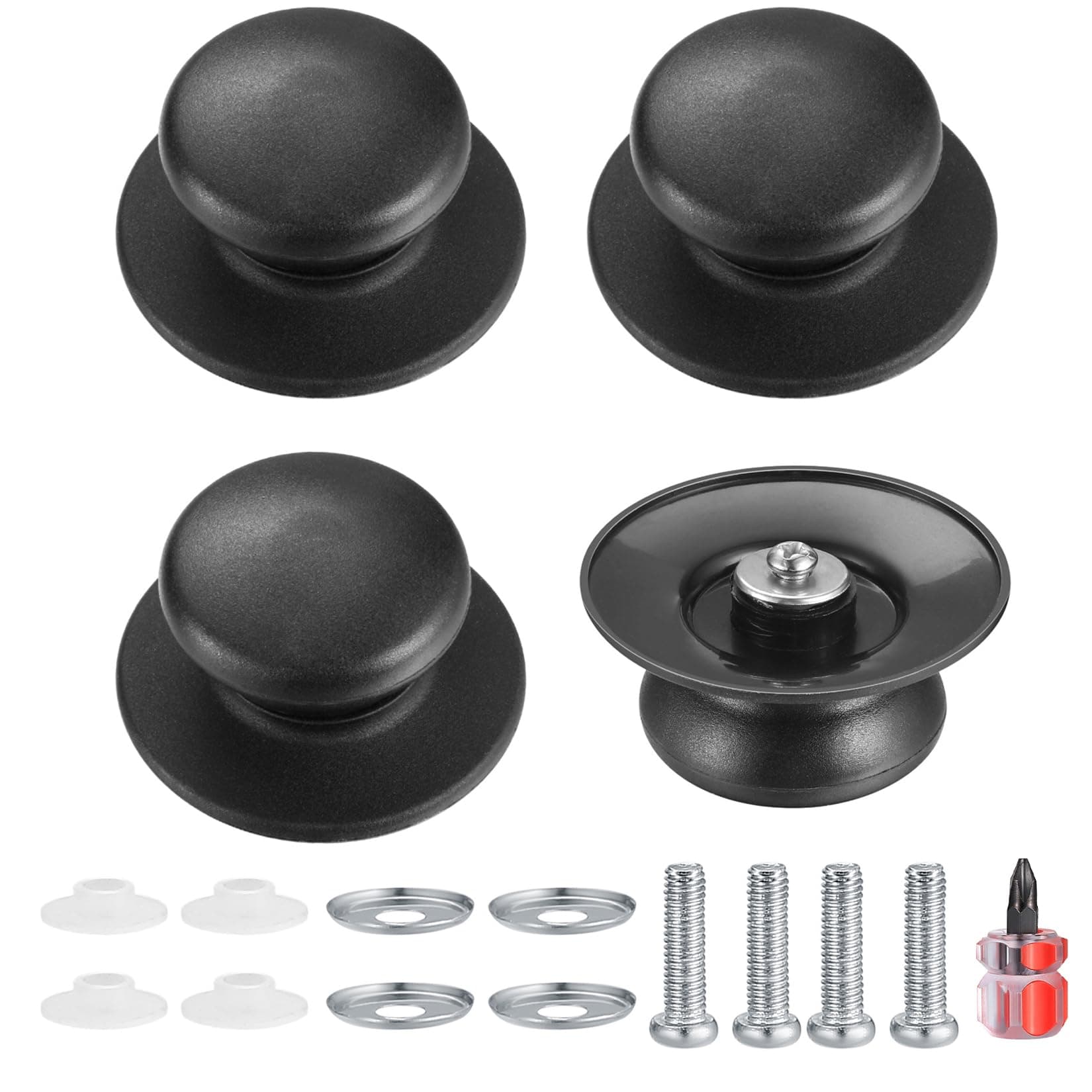 4 Pcs Pot Lid Knob, Universal Replacement Pan Lid Cover Knobs, Kitchen Cookware Knob Handle, Bakelite Circular Handgrip