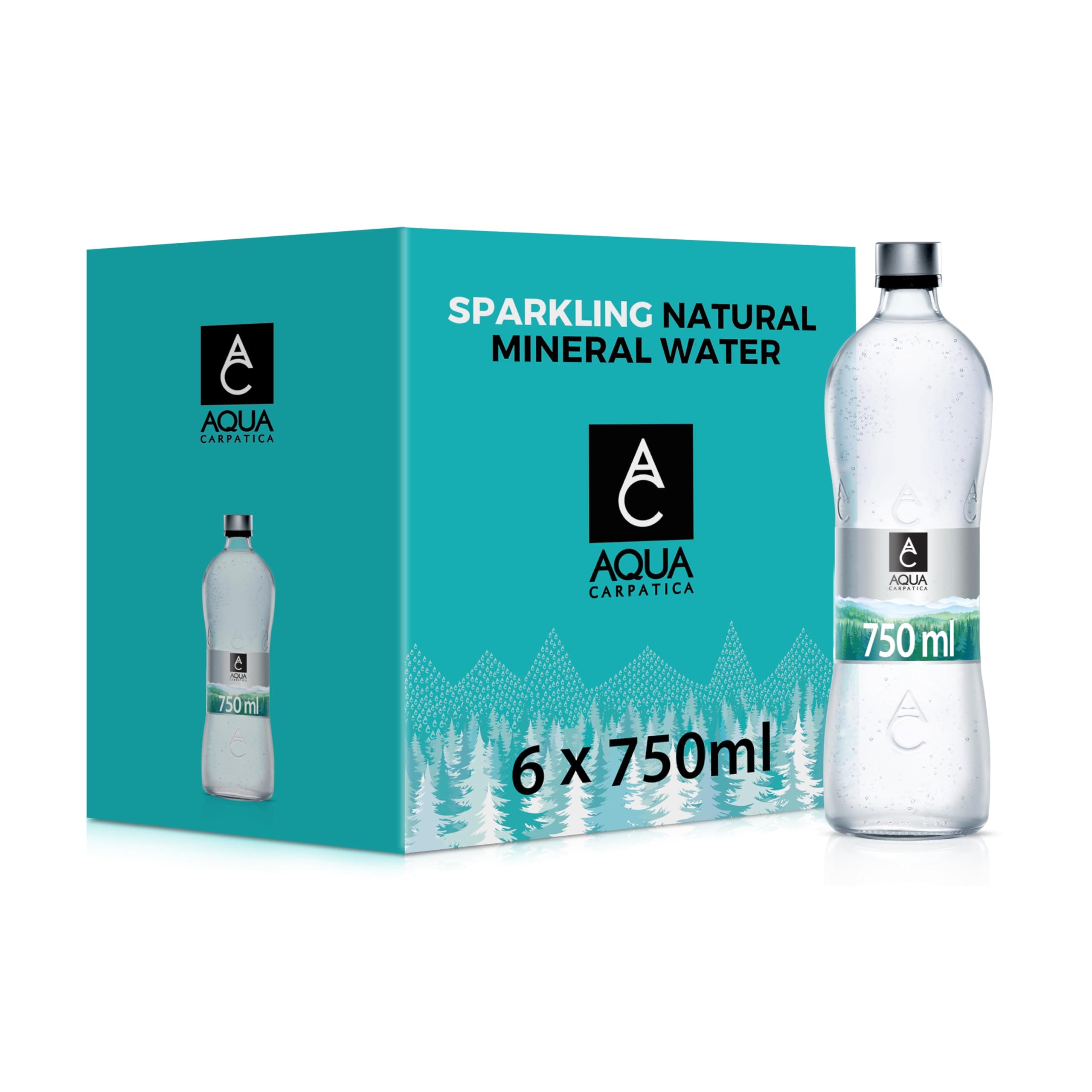 Naturally Sparkling Mineral Water 750ml Glass (Pack of 6) Naturally Nitrate Free