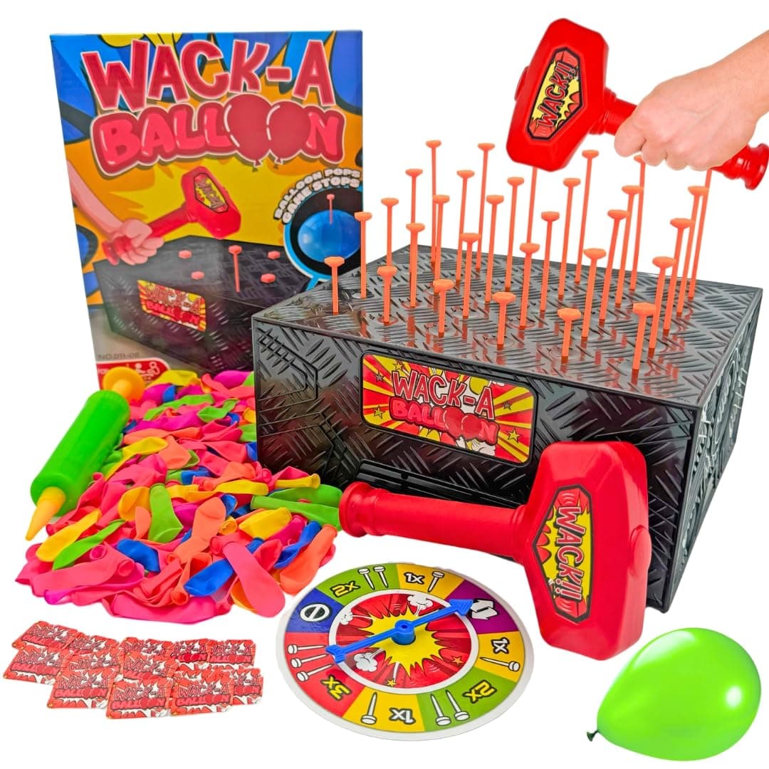 Wack A Balloon Pop Game for Kids and Family, Interactive Balloon Popping Board Activity, Tabletop Party Play for Family Night, Birthday Gift Ages 4+