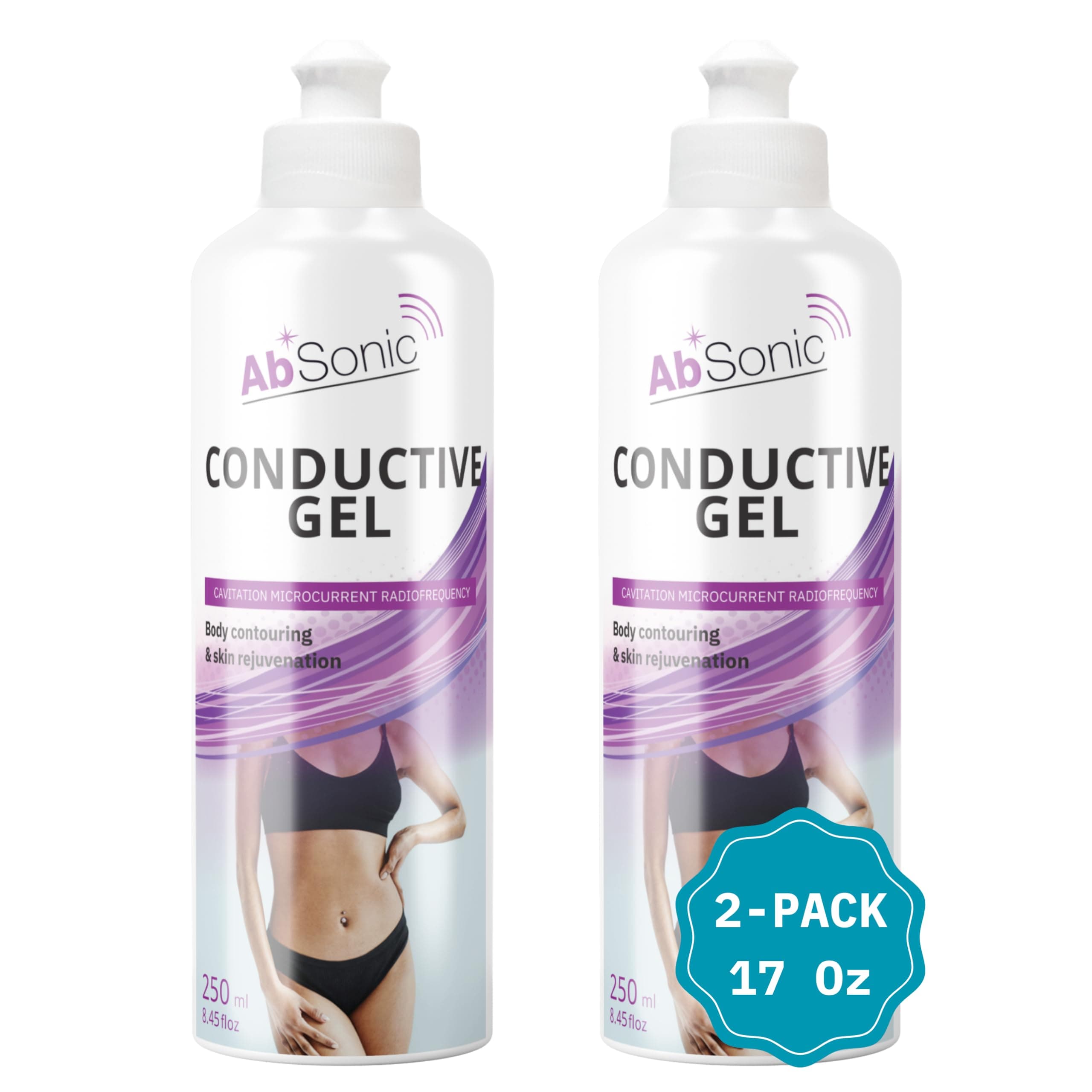 Absonic - Conductive gel for electrostimulation, abdominal belt, electrodes, TENS, EMS and ultrasonic - 2 x 250 ml
