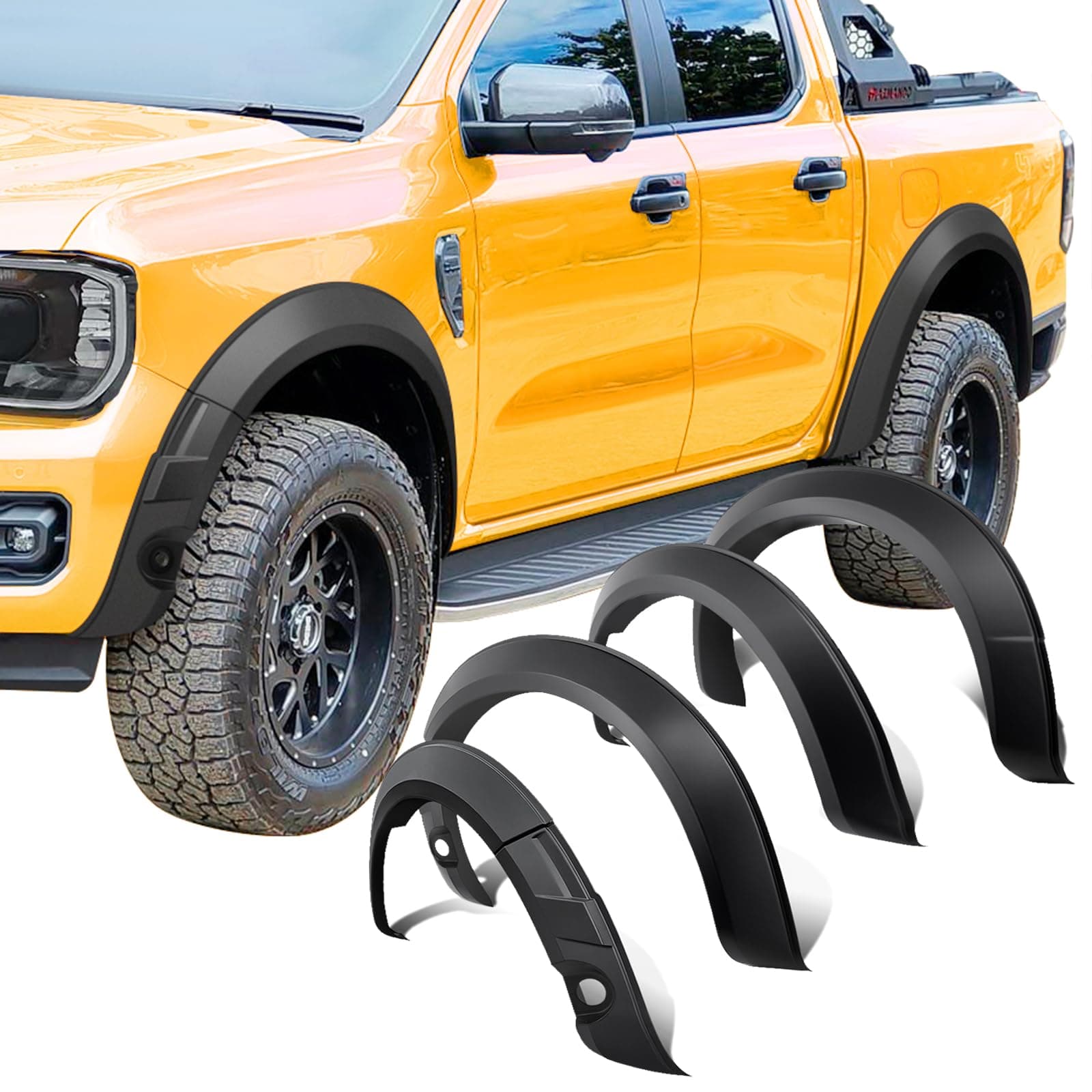Fender Flares for Ford Ranger 2023 2024 2025, only for Ford Ranger Wildtrak T9 Wheel arches, Ranger Accessories Wheel Arch Extension 35MM Extra Tyre Coverage (with Park Assist Sensors)