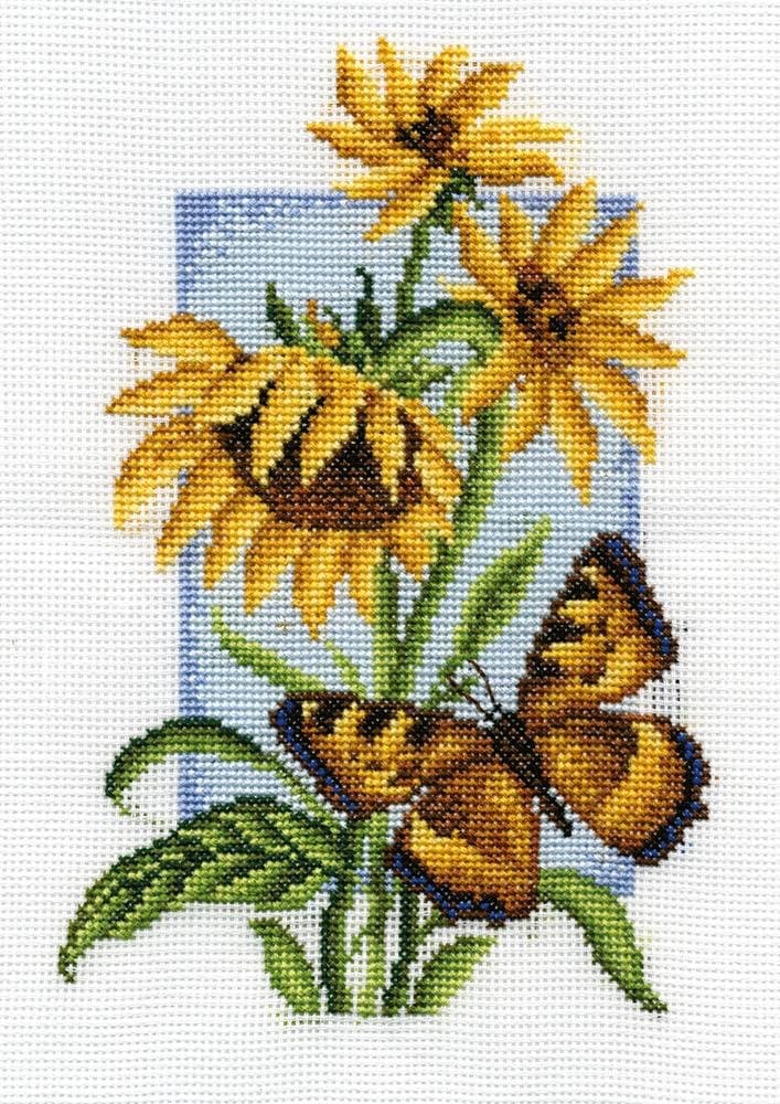 PANNA Butterfly & Sunflowers Cross Stitch Kit, Multi, 13x19cm