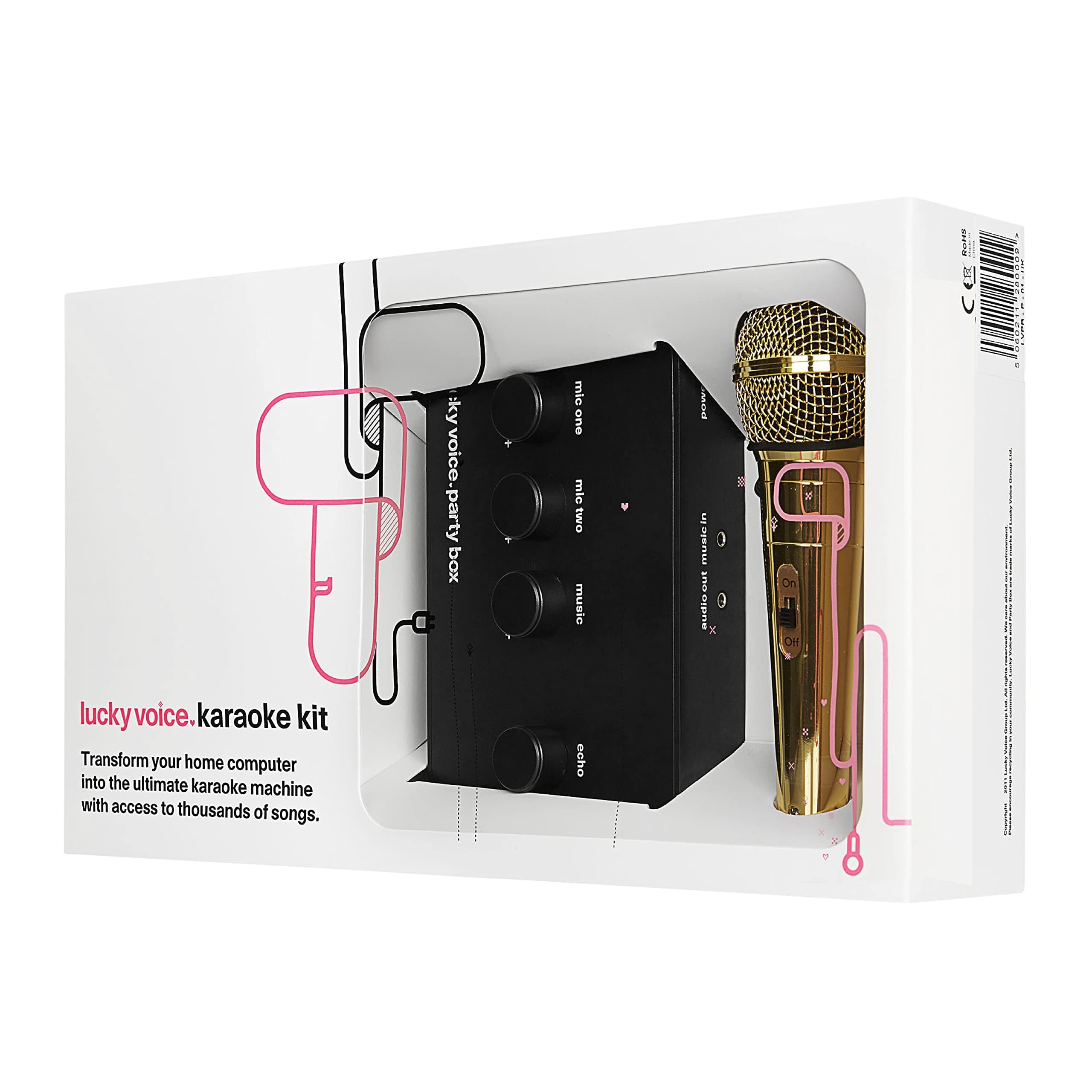 Lucky VoiceKaraoke Machine & Microphone for Adults & Kids - 10,000 Songs Free Access - Gold - Portable, Lightweight Karaoke Kit - Connect with Phone, Tablet, Laptop