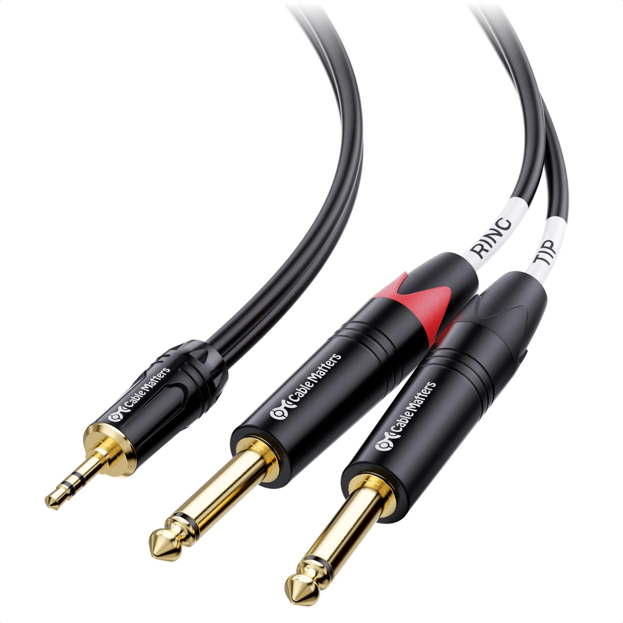 Cable Matters 3.5mm TRS to Dual 6.35mm TS Breakout Cable - 6ft, 1/8 to 1/4 Stereo Cable, 3.5mm to 1/4 Y Splitter Cord