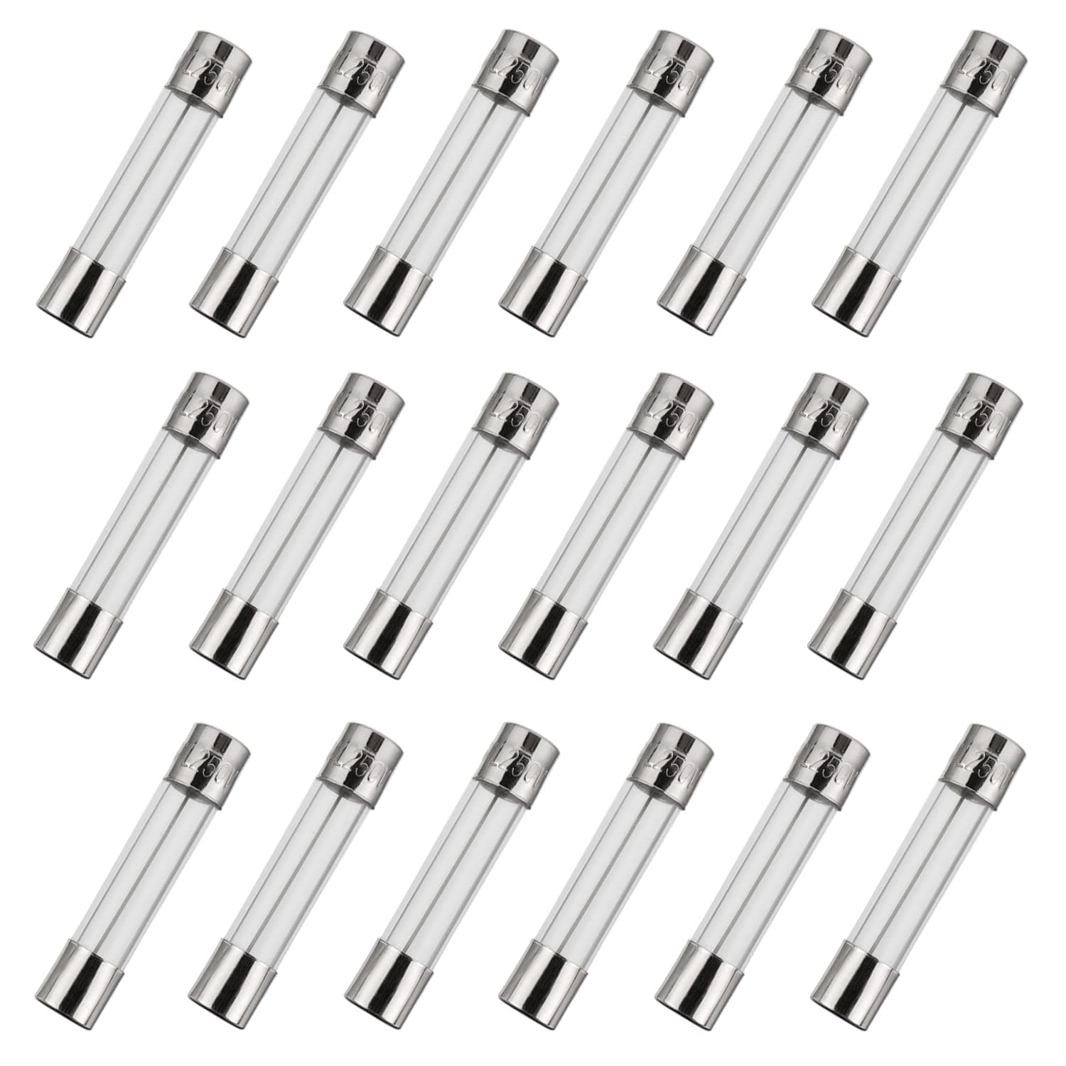 6x30mm 3 A 3 amp 250 V 0.24x1.18 Inch Volt F3AL250V Fast-Blow Glass Fuses(Pack of 18)