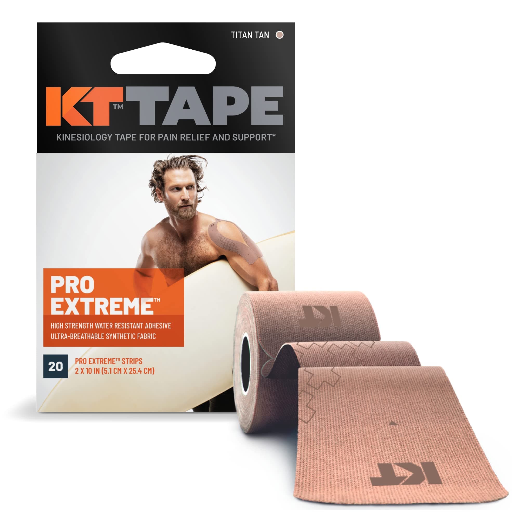 KT Tape 10000749 Pro Extreme Therapeutic Elastic Kinesiology Tape, Titanium, 10"