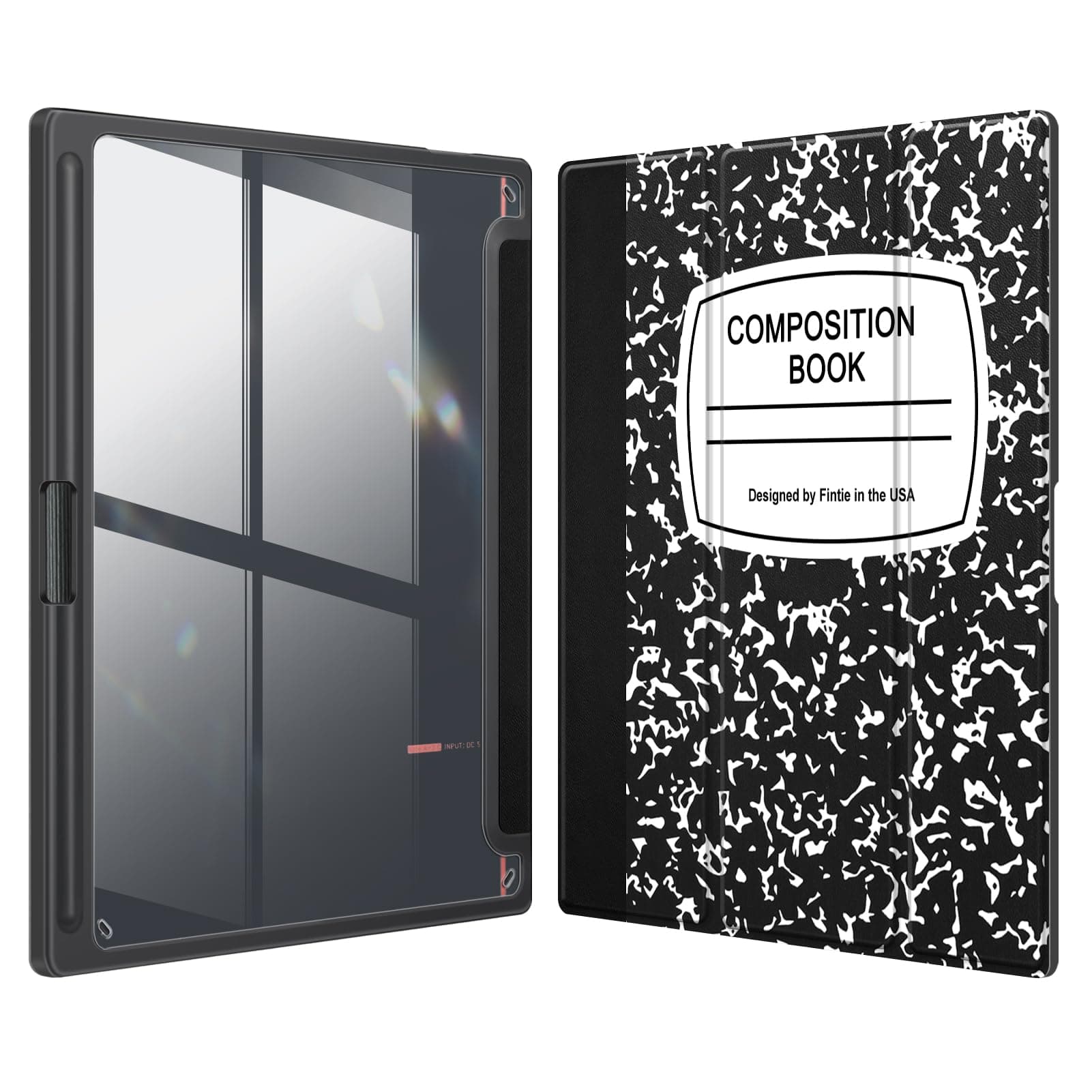 FINTIE Case for 10.3'' BOOX Note Air3 C/Note Air 3 B/W E Ink Tablet ePaper 2023 - [Built-in Pencil Holder] Hybrid Slim Cover with Clear Transparent Back Shell, Auto Sleep/Wake, Composition Book