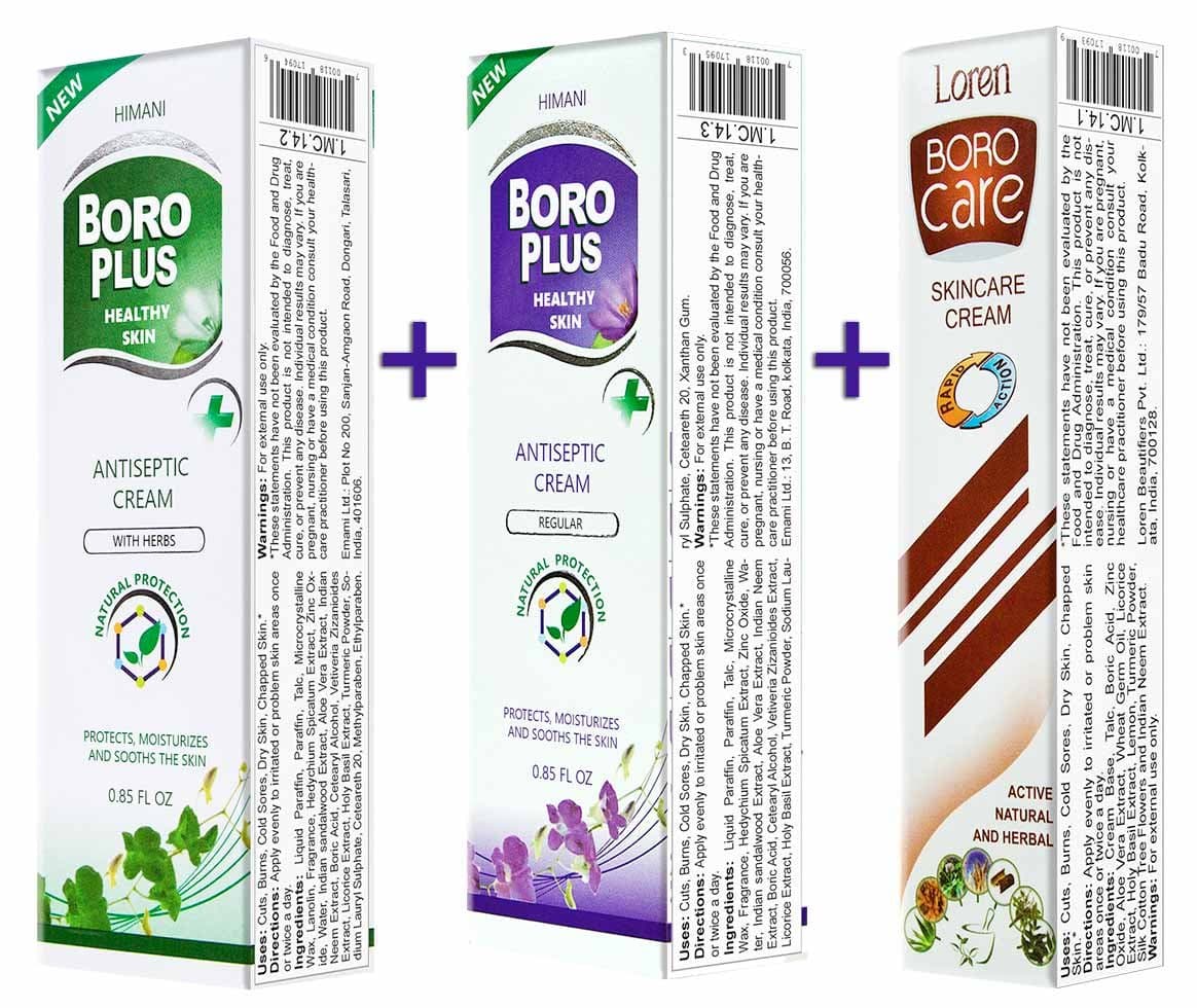 Bundle of 3 Boro Plus Creams (Cream with Herbs 25ml + Regular Cream 25ml + Boro Care Cream 25ml)
