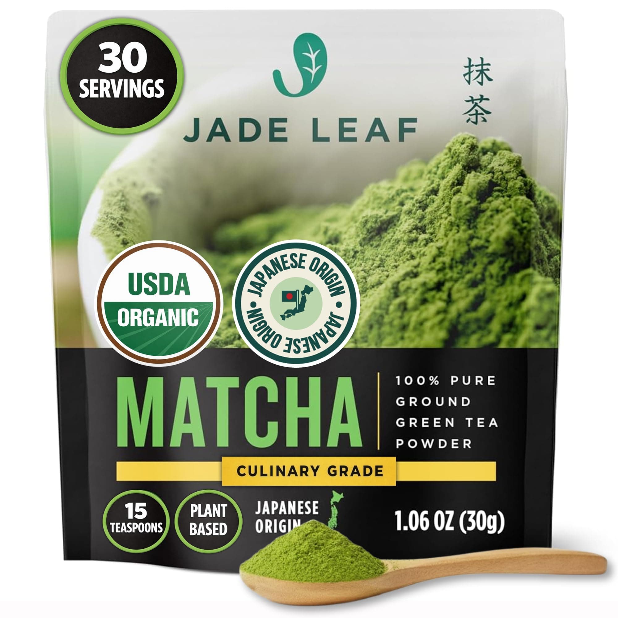 Jade Leaf - Organic Japanese Matcha Green Tea Powder, Classic Culinary Grade (for Blending & Baking) (30g Starter Size)