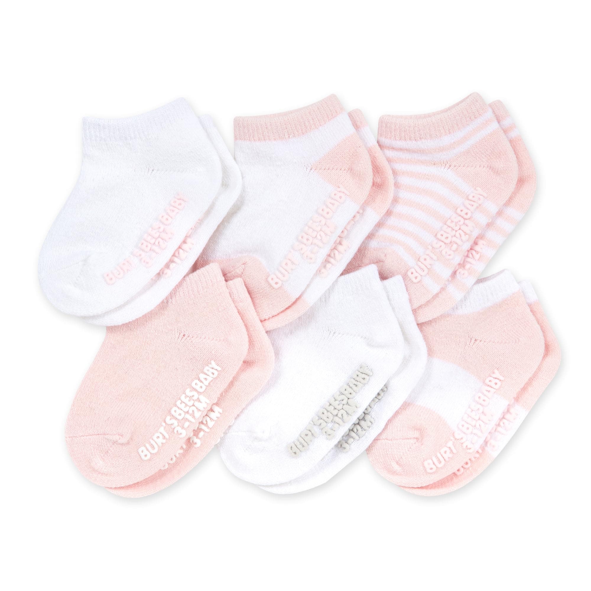 Burt's Bees Baby Baby Girls' Ankle Socks with Non-Slip Grips (6-Pack)