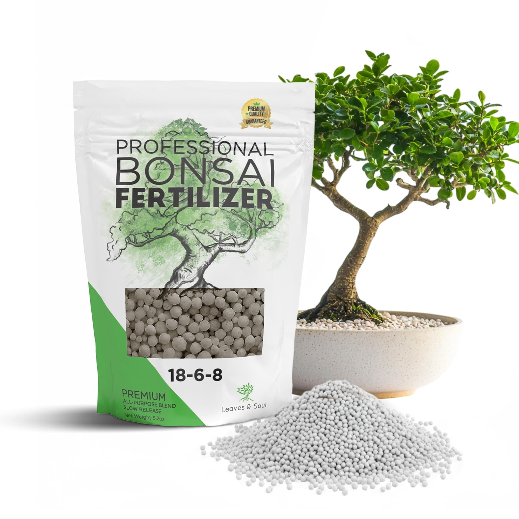 Bonsai Fertilizer Pellets |18-6-8 Slow Release Pellets for Seedlings, Mature Plants, All Tree Types | Multi-Purpose Blend & Gardening Supplies, No Fillers | 5.2 oz Resealable Packaging