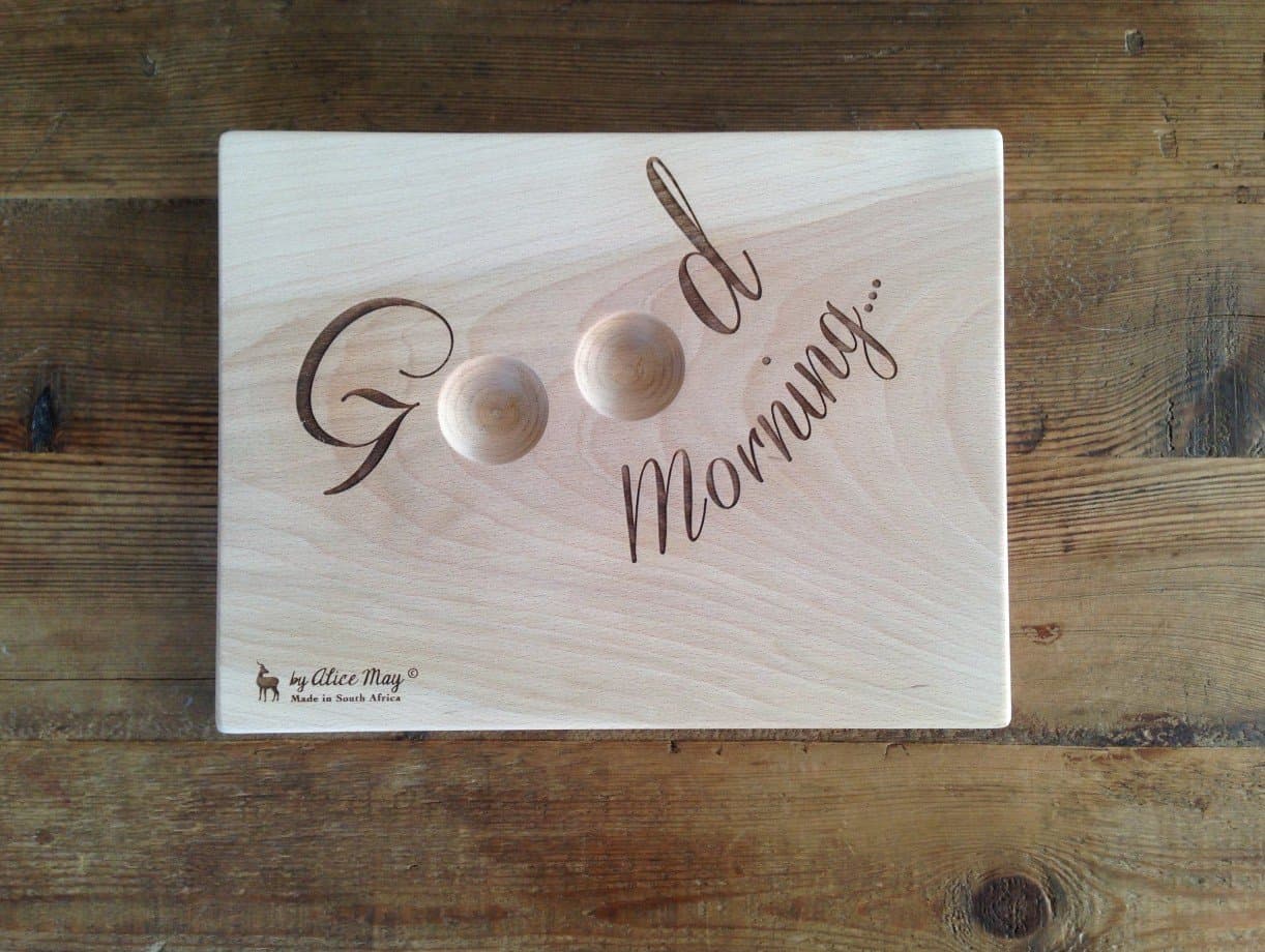 dippy egg board Breakfast board with hole for the egg (Good Morning)