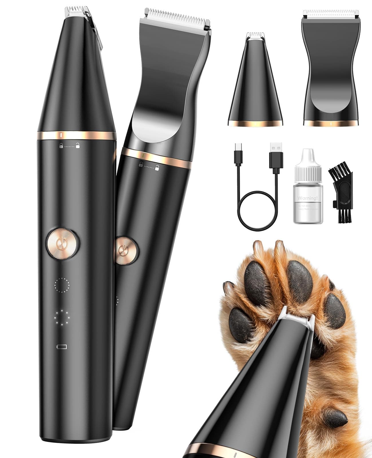 Dog Paw Trimmer with Double Blades,Silent Cat/Dog Clipper Grooming Kit,Cat Paw Trimmer Shaver for Dogs Cats Face,Eyes, Ears