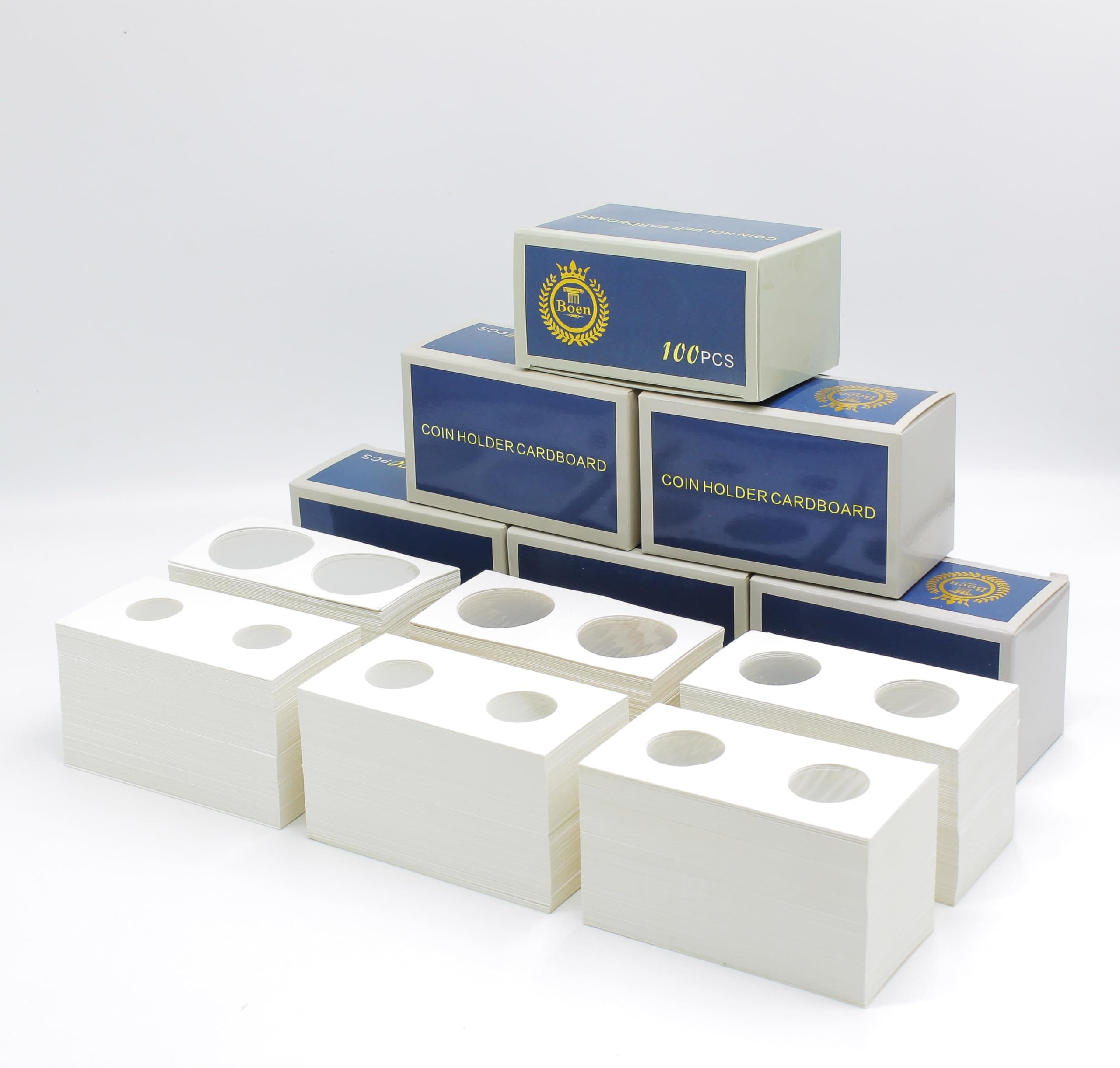 Boen 600PCS Coin Flips in 6 Sizes Cardboard Coin Holders for Colletors 2x2 inch Coin Cardboard Coin Flips for Coin Collection (Coin Flips 6-600pcs)