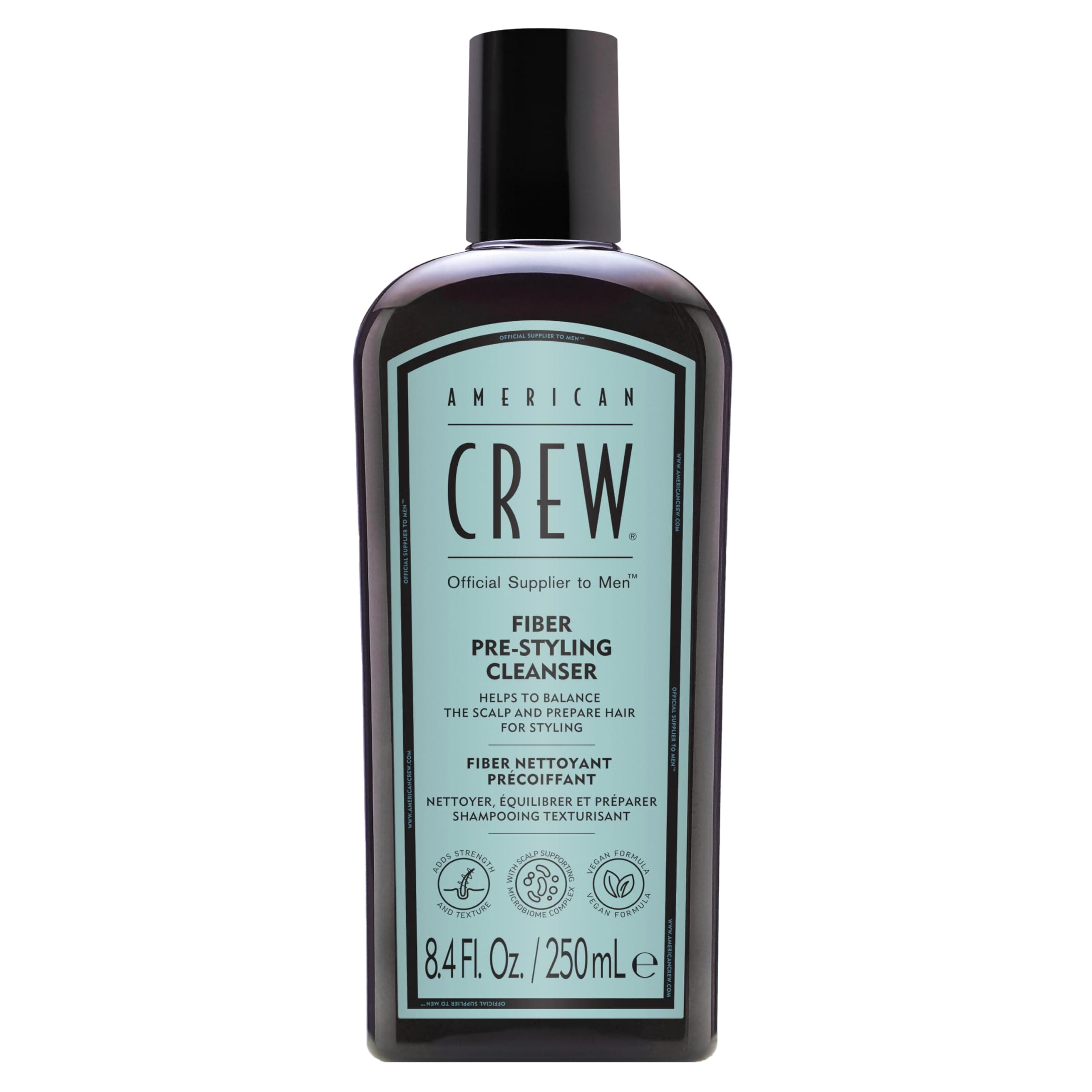 AMERICAN CREW Men's Pre-Styler Fiber Shampoo for Damaged & Fine Hair, Strengthening Shampoo, Adds Thickness & Shine, Vegan, 8.4 fl oz