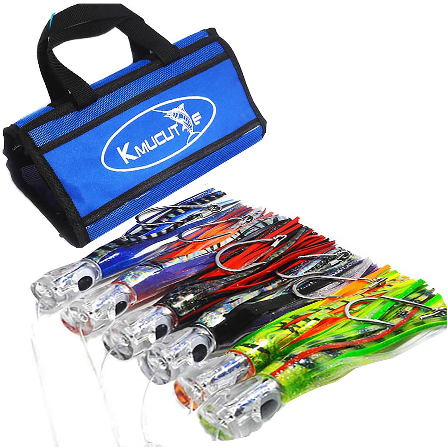 Set of 6 pcs trolling Lure Marlin Tuna Dolphin Shark Big Game deep sea Fishing Lures Included Mesh Bag