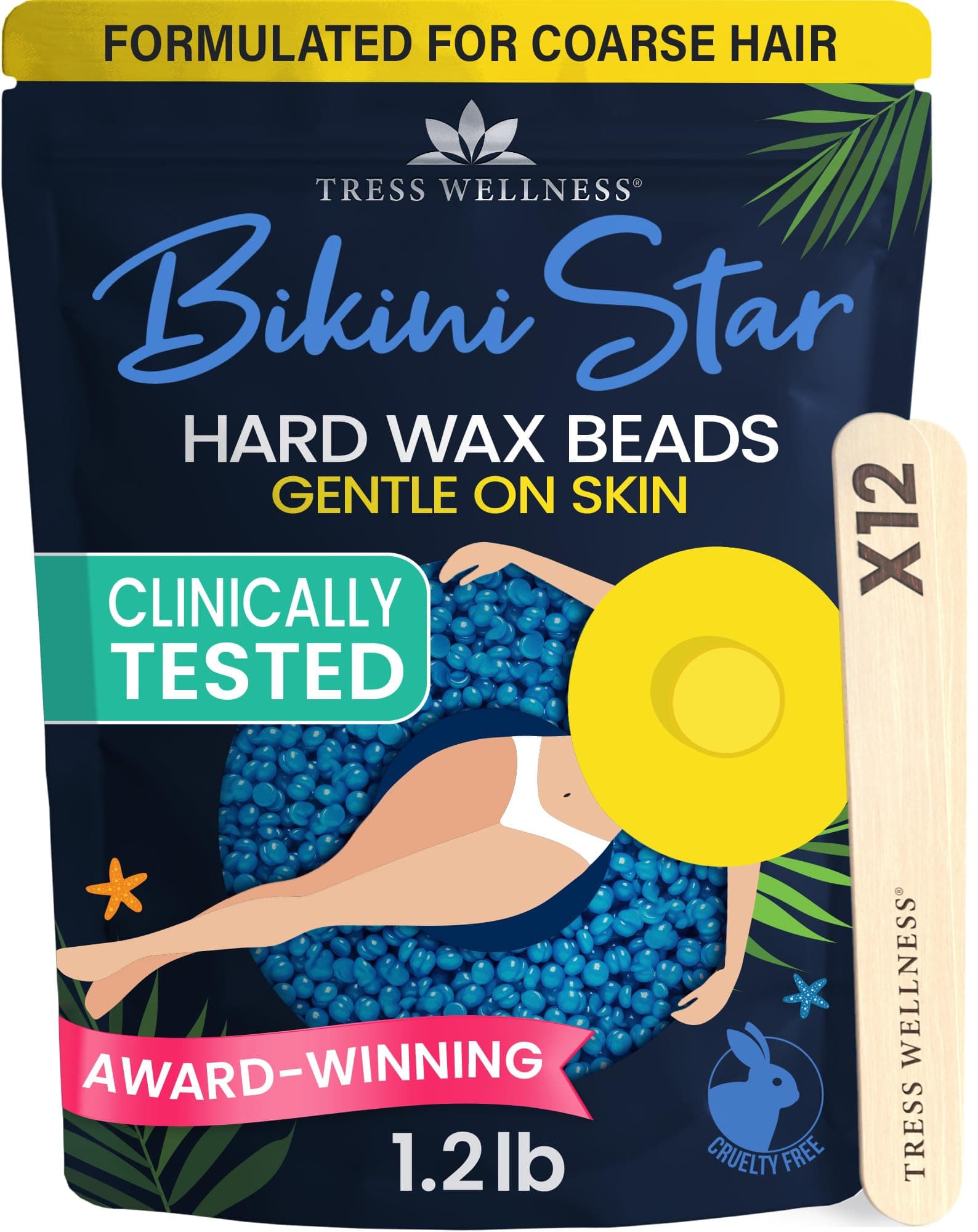 Tress Wellness Hard wax beads for hair removal - For sensitive skin - Bikini Star 1.2lb