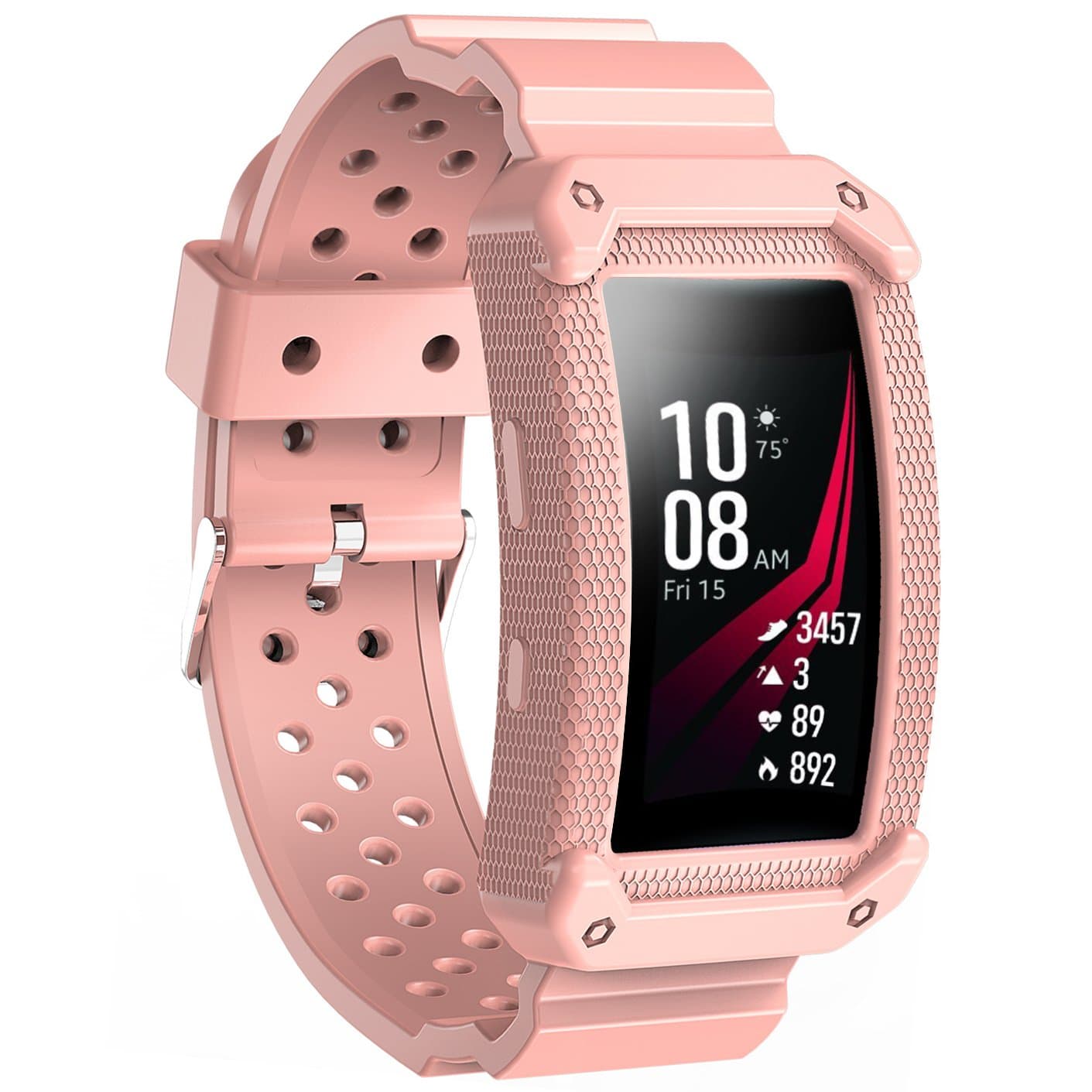 JIELIELE For Gear Fit 2 Wrist Straps, Rugged Protective Silicone Frame Case Band, Resilient Anti Impact Replacement Wristband for Samsung Gear Fit 2/Fit2 Pro