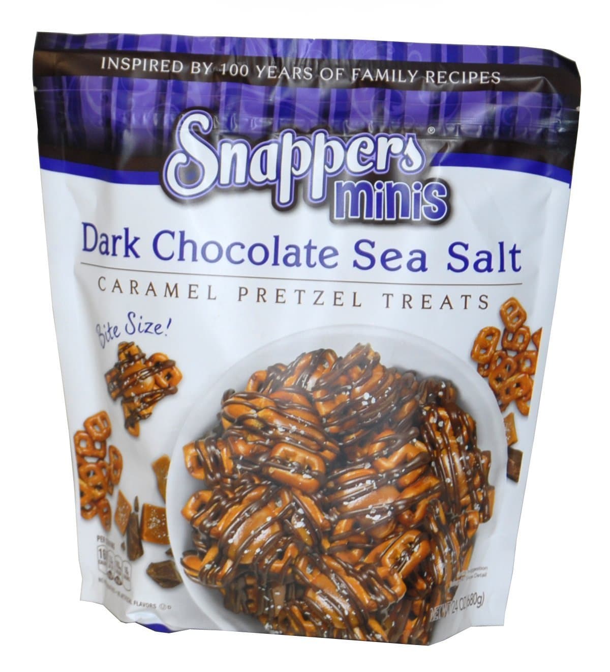 Snappers Minis Dark Chocolate Sea Salted Caramel Pretzel Treats Bites Pack 680g