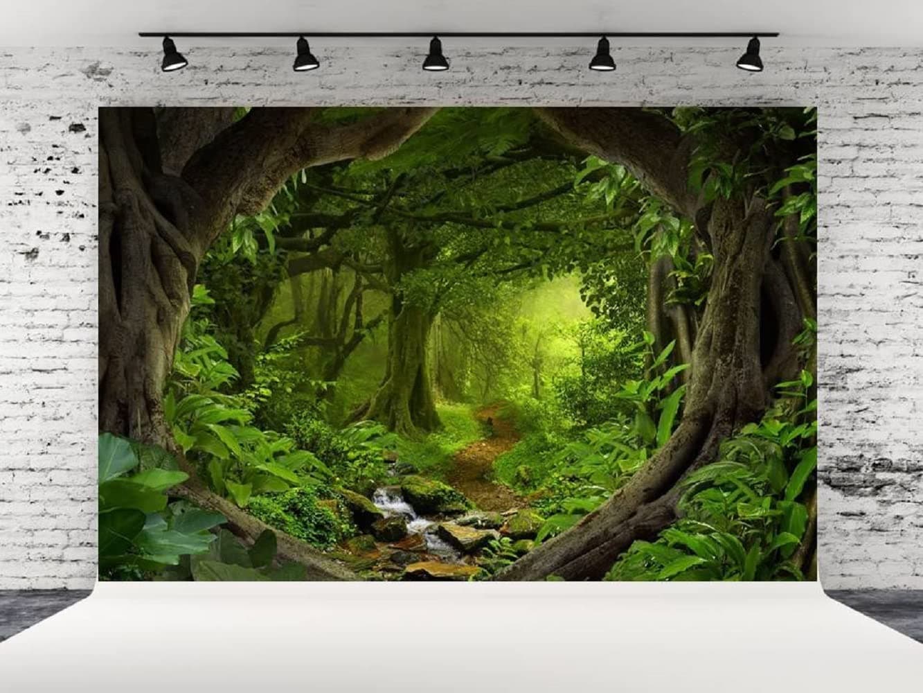 WaW 2.7x1.8m Green Fabric Photography Backdrop Forest Floral Arch Background Wedding Photo Booth Backdrops